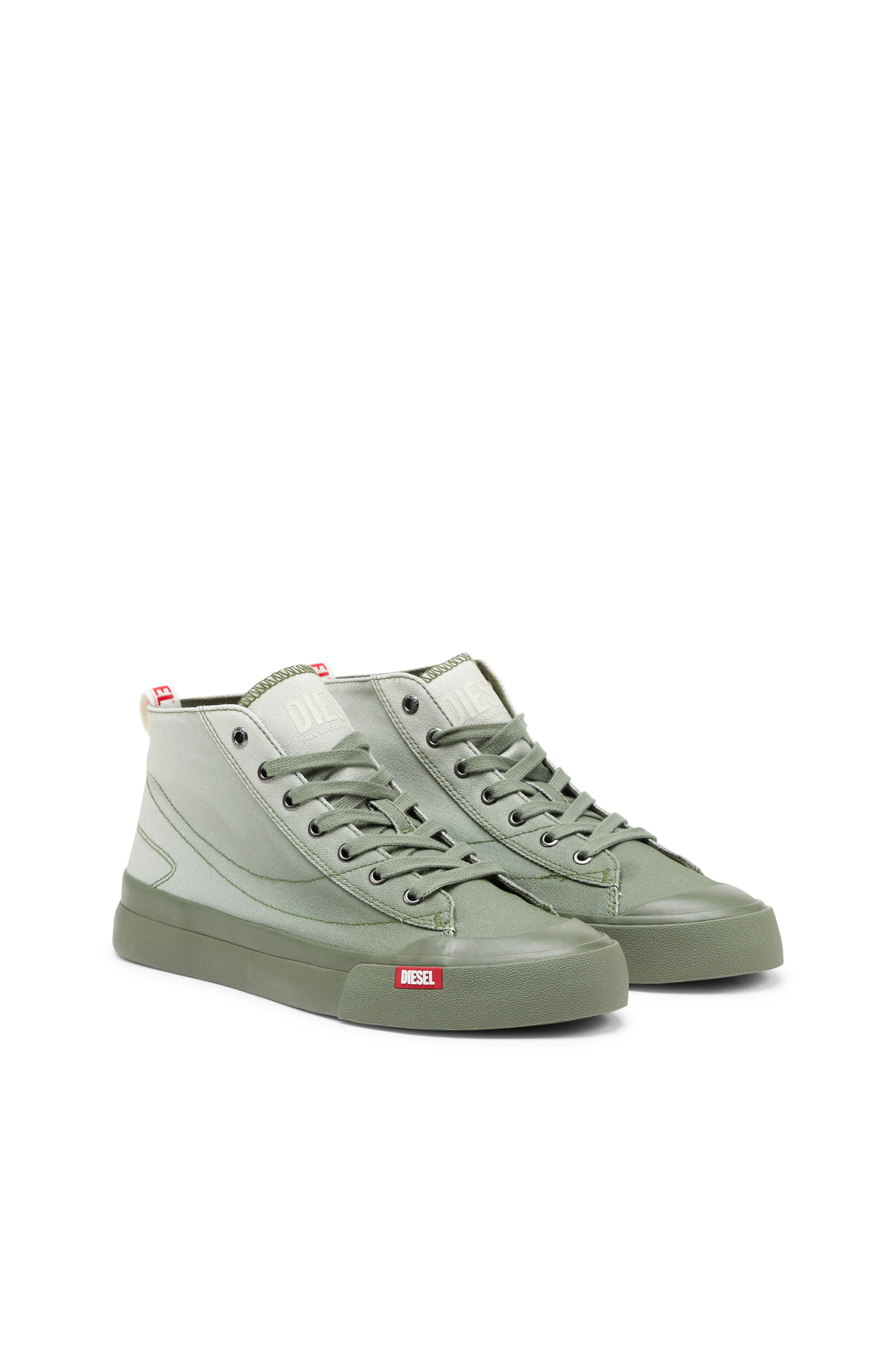 Diesel - S-ATHOS MID, Man's S-Athos Mid-High-top sneakers in faded canvas in Green/White - 2