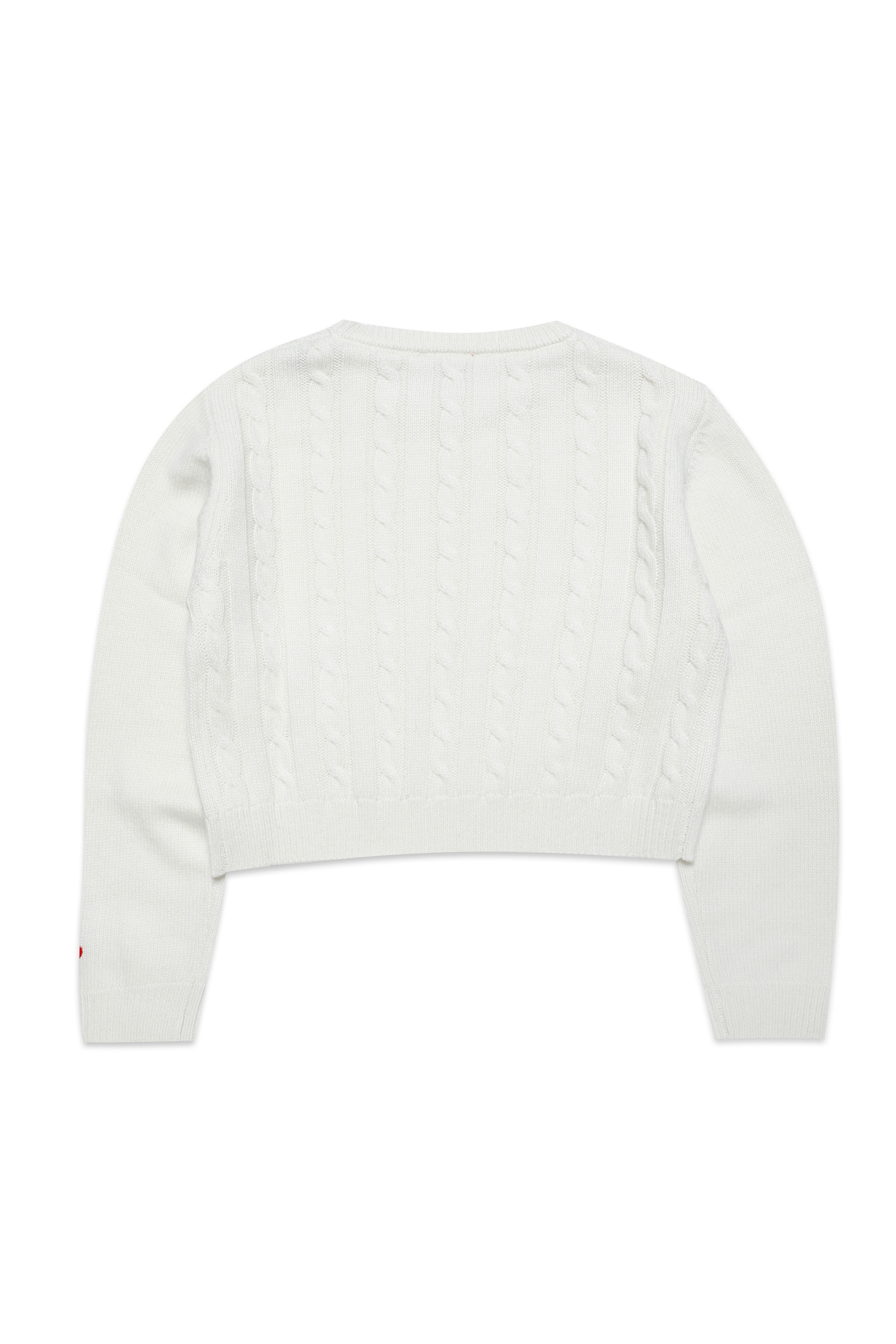 Diesel - KRECCI, Woman's Cable-knit jumper in merino wool blend in White - 2