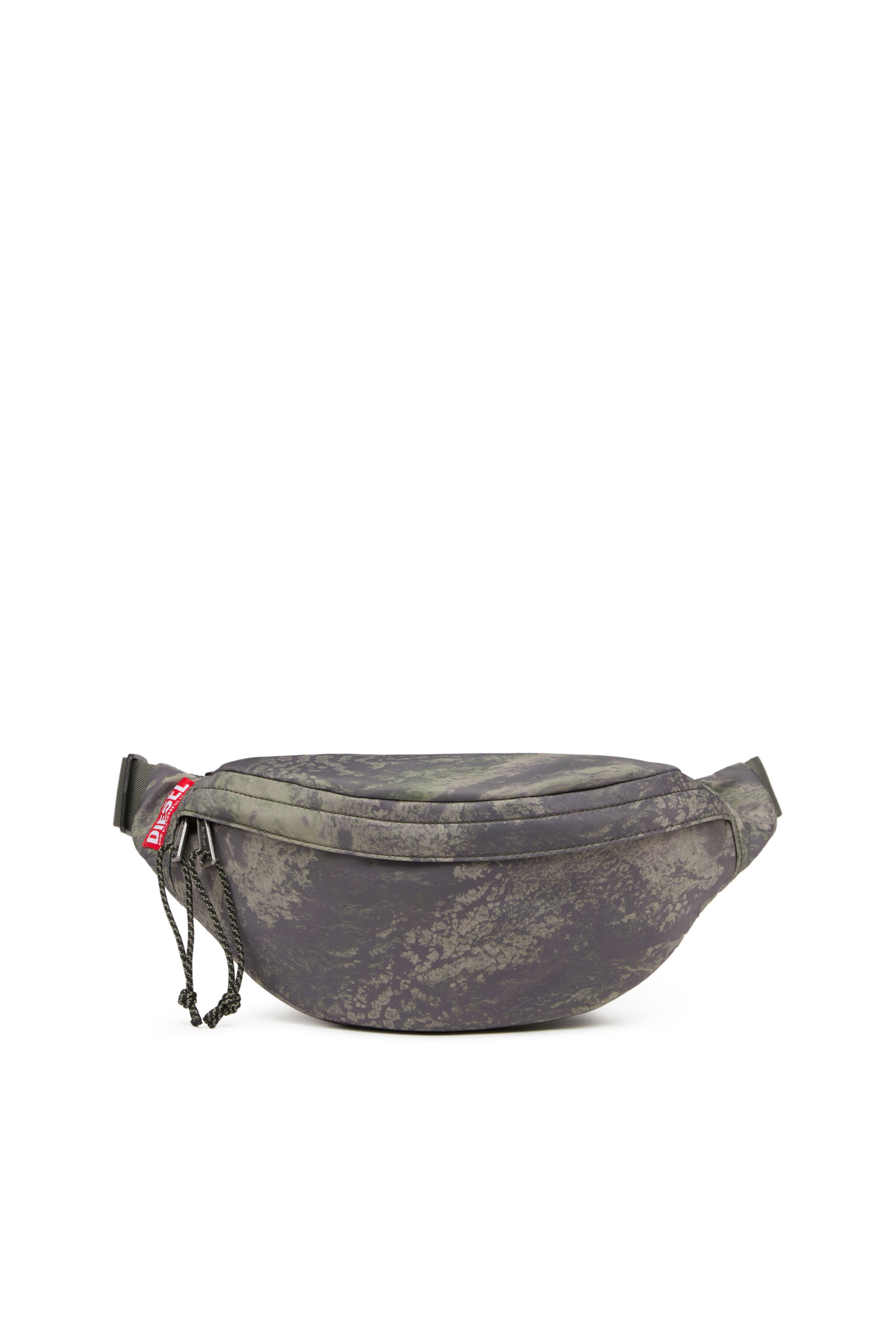 Diesel - RAVE BELTBAG X, Man's Rave Beltbag X - Belt bag in recycled earth-print fabric in Green - 1