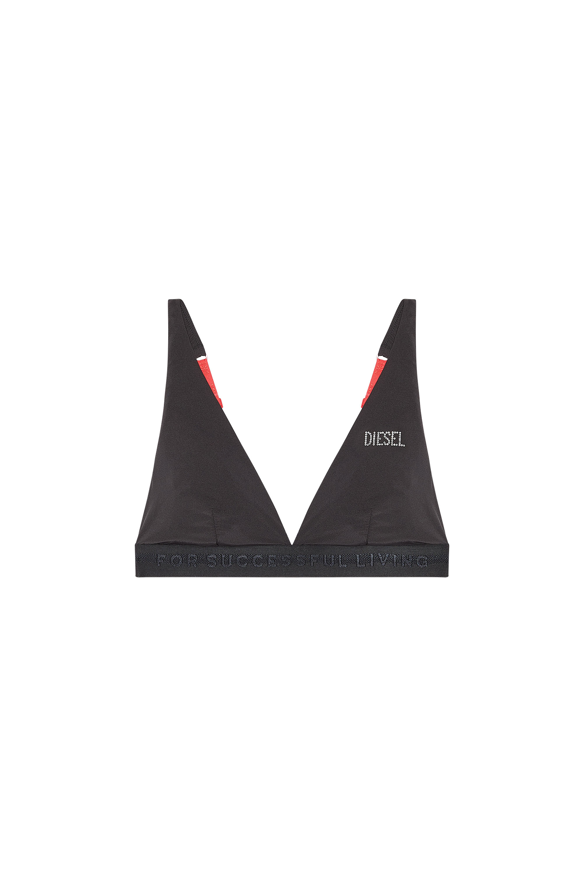 Diesel - UFSB-JANYS-D, Woman's Triangle bralette with rhinestone logo in Black - 1