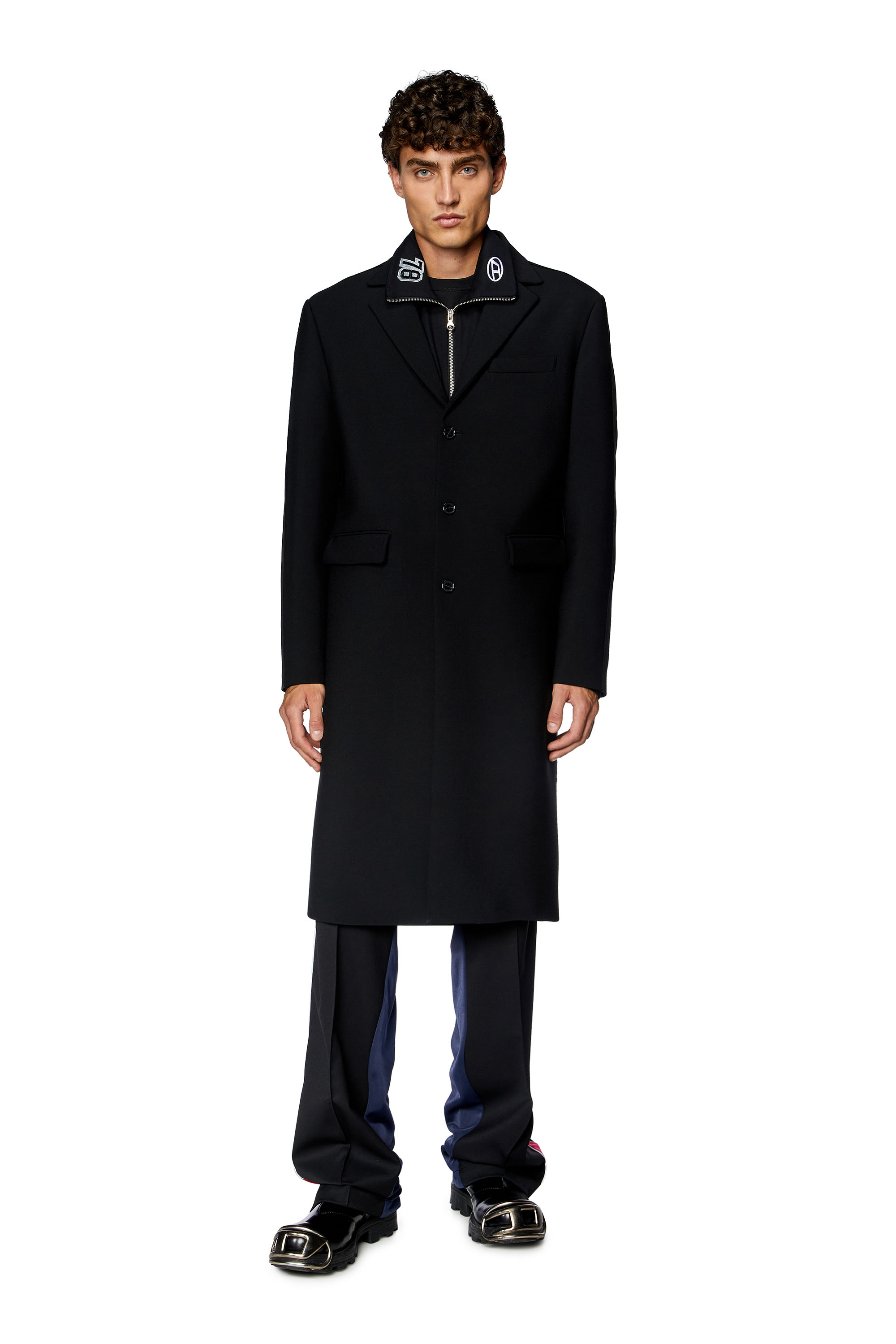 Diesel - J-DELLER, Man's Hybrid coat in cool wool and jersey in Black - 2