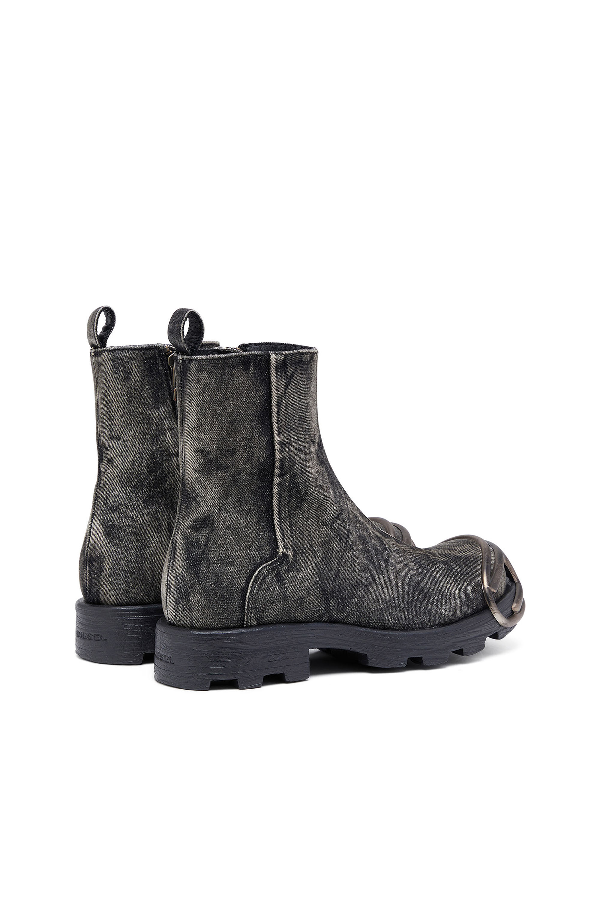Diesel - D-HAMMER BT ZIP D, Man's D-Hammer-Denim Chelsea boots with Oval D toe caps in Black - 3