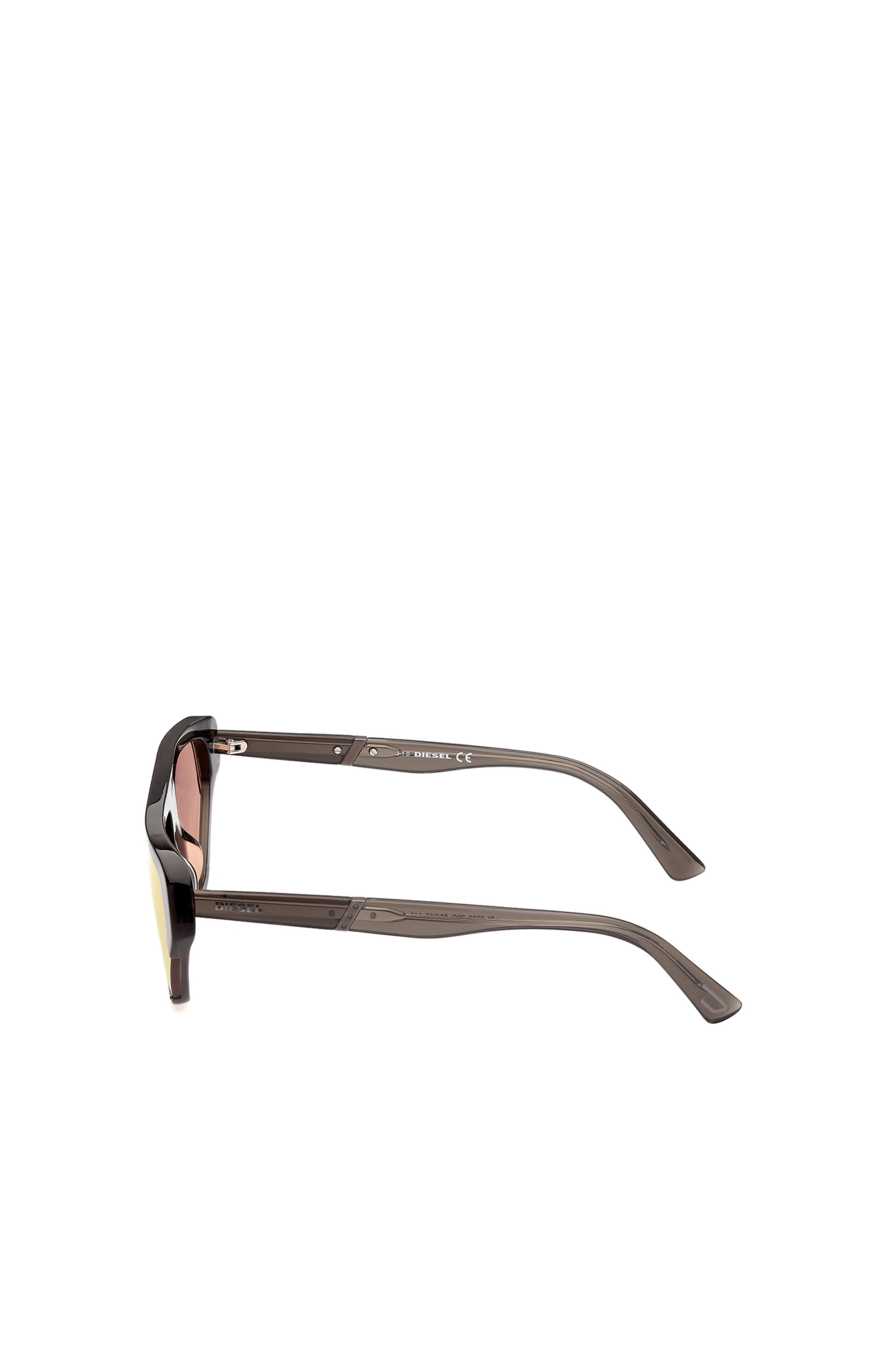 Diesel - DL0322, Unisex's Geometric pilot wrap around frame in acetate with extended lenses in Black/Orange - 1