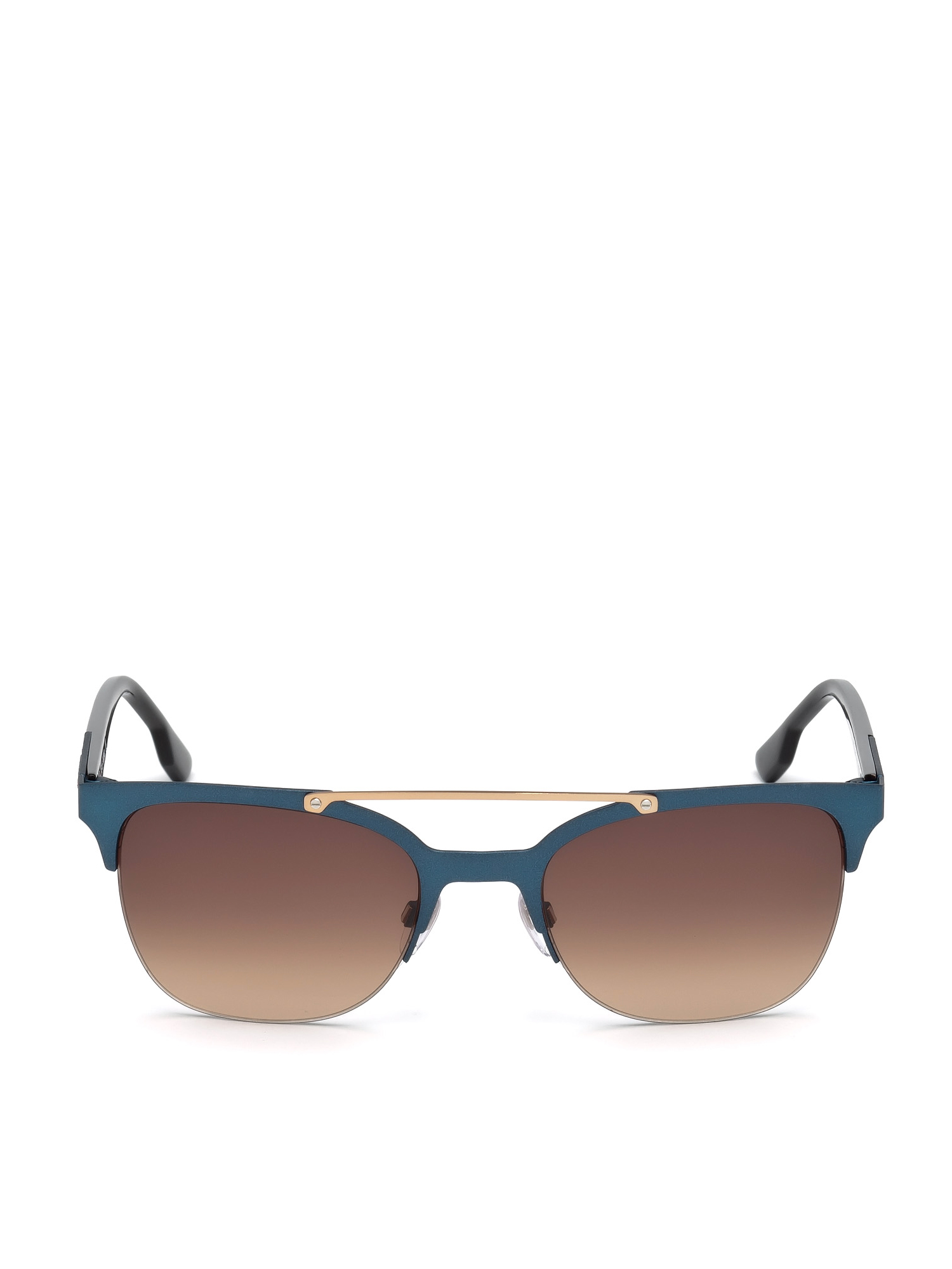 Diesel - DL0215, Man's Square eyewear with metal double bridge in Blue - 1
