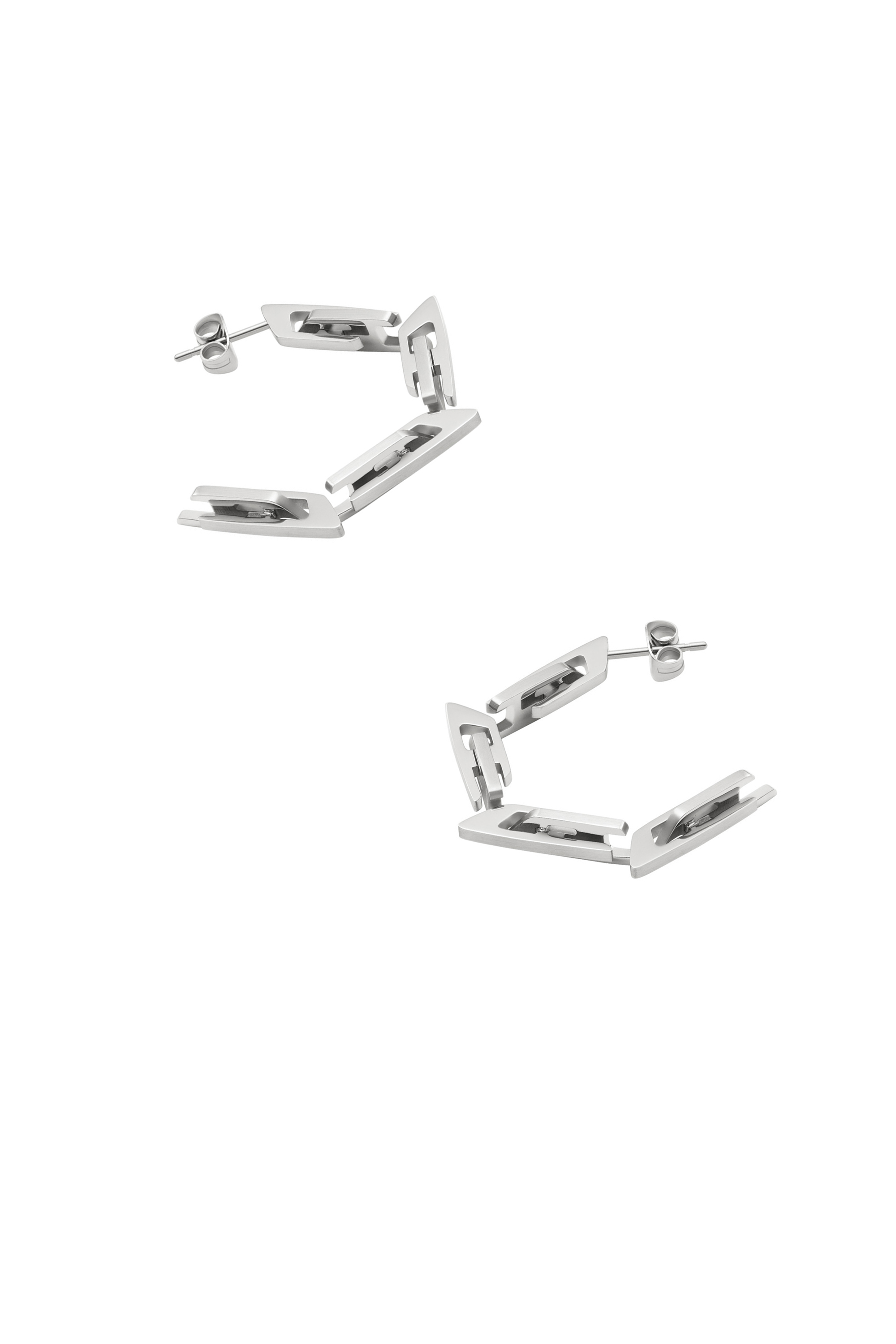 Diesel - DX1375, Unisex's Stainless Steel D Logo Hoop Earrings in Silver - 2