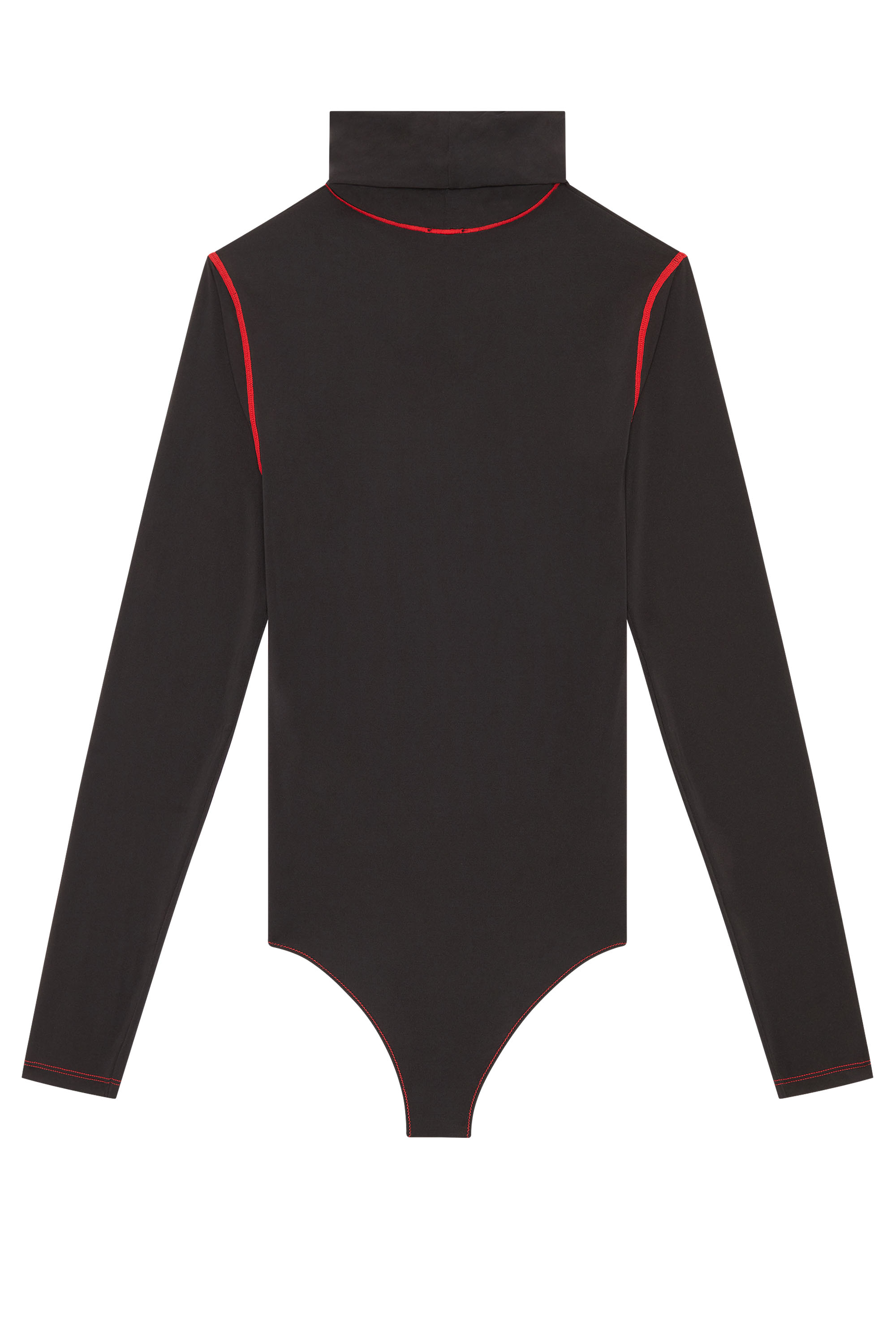 Diesel - UFBY-BRILLY, Woman's High-neck bodysuit with rhinestone logo in Black - 2