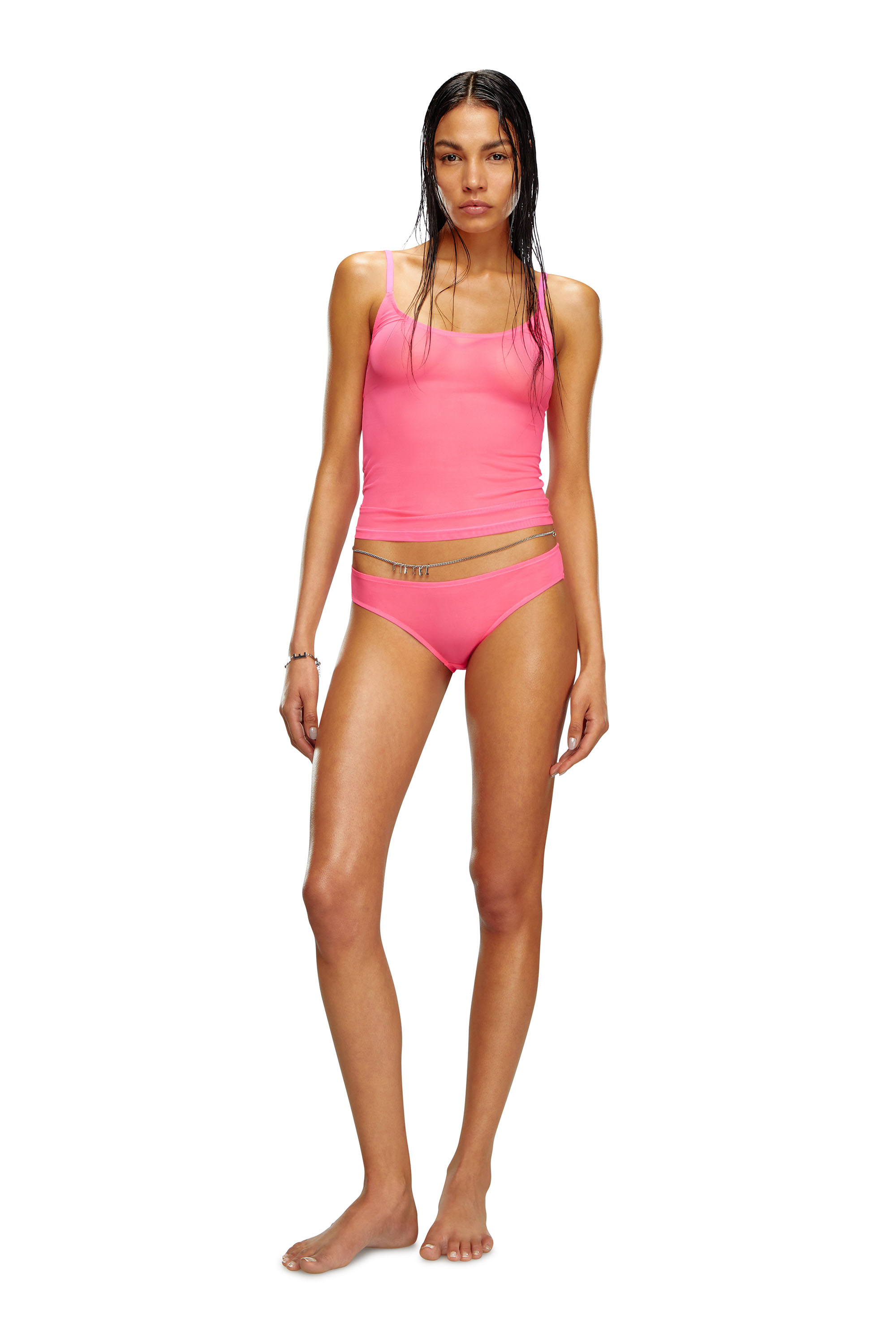 Diesel - UFTK-KIRSTEN, Woman's Camisole in stretchy mesh in Pink - 2