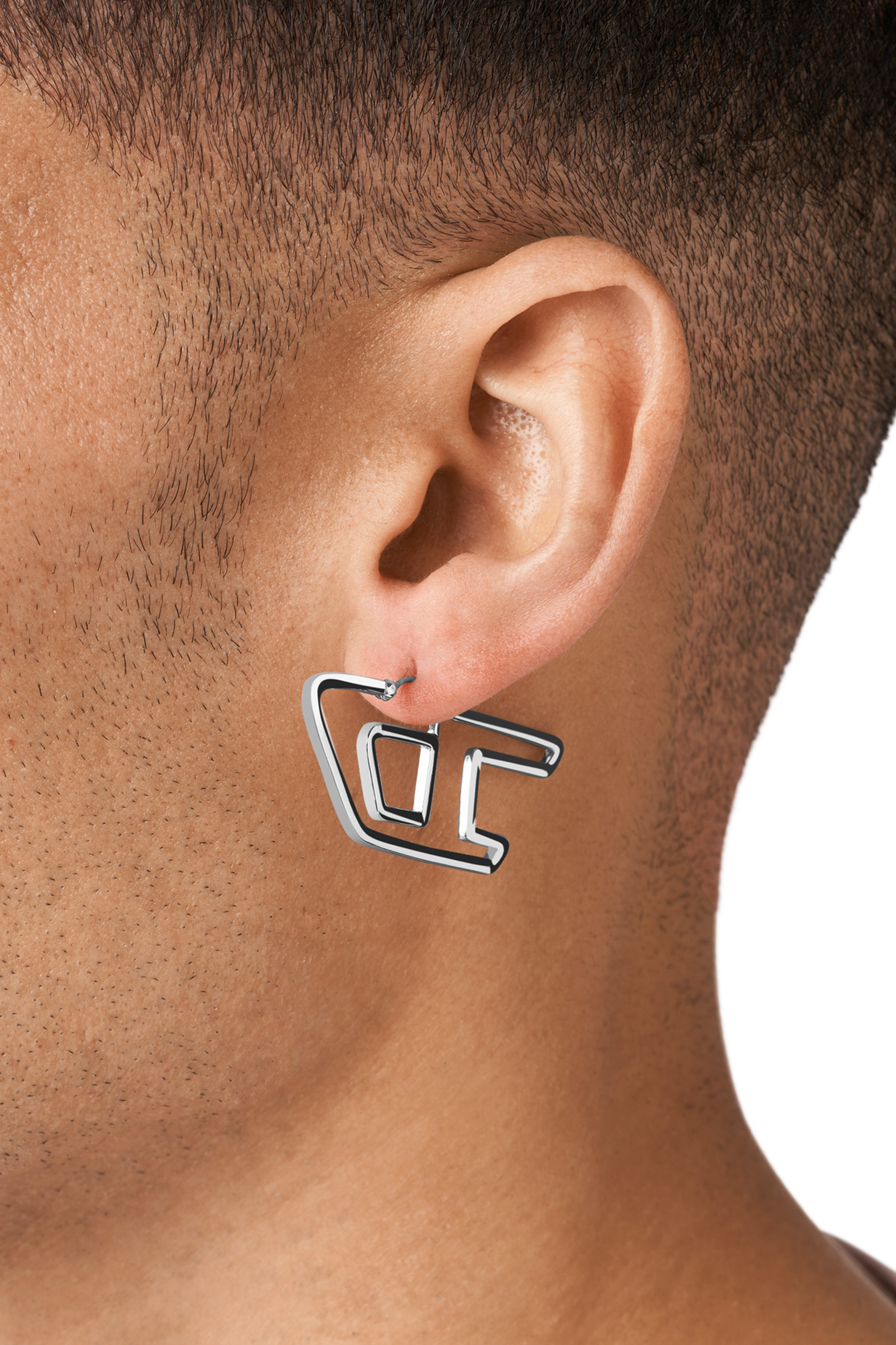 Diesel - DX1363, Unisex's Silver brass hoop earrings in Silver - 3