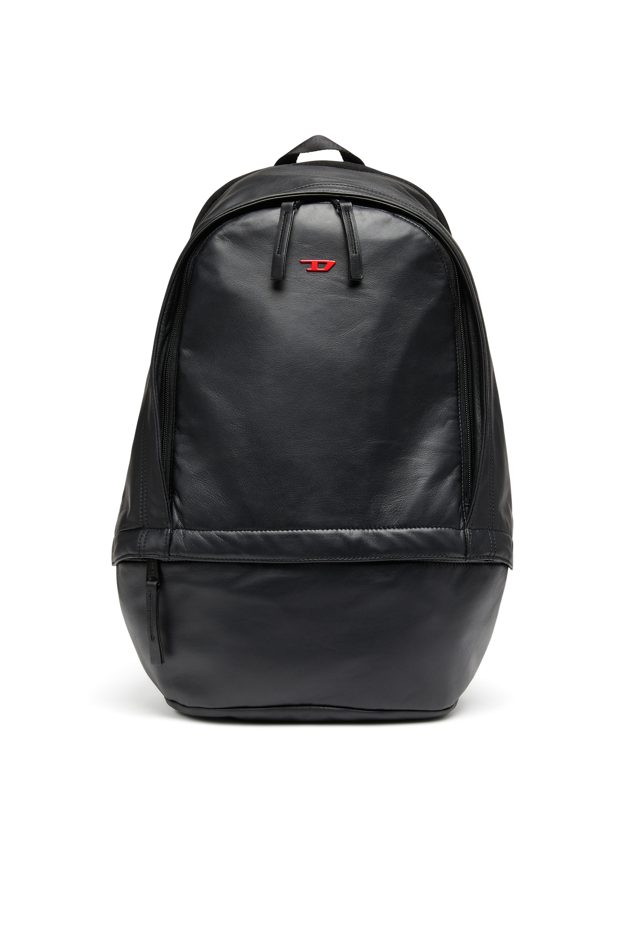 Diesel - RAVE BACKPACK, Man's Rave-Leather backpack with metal D in Black - 1