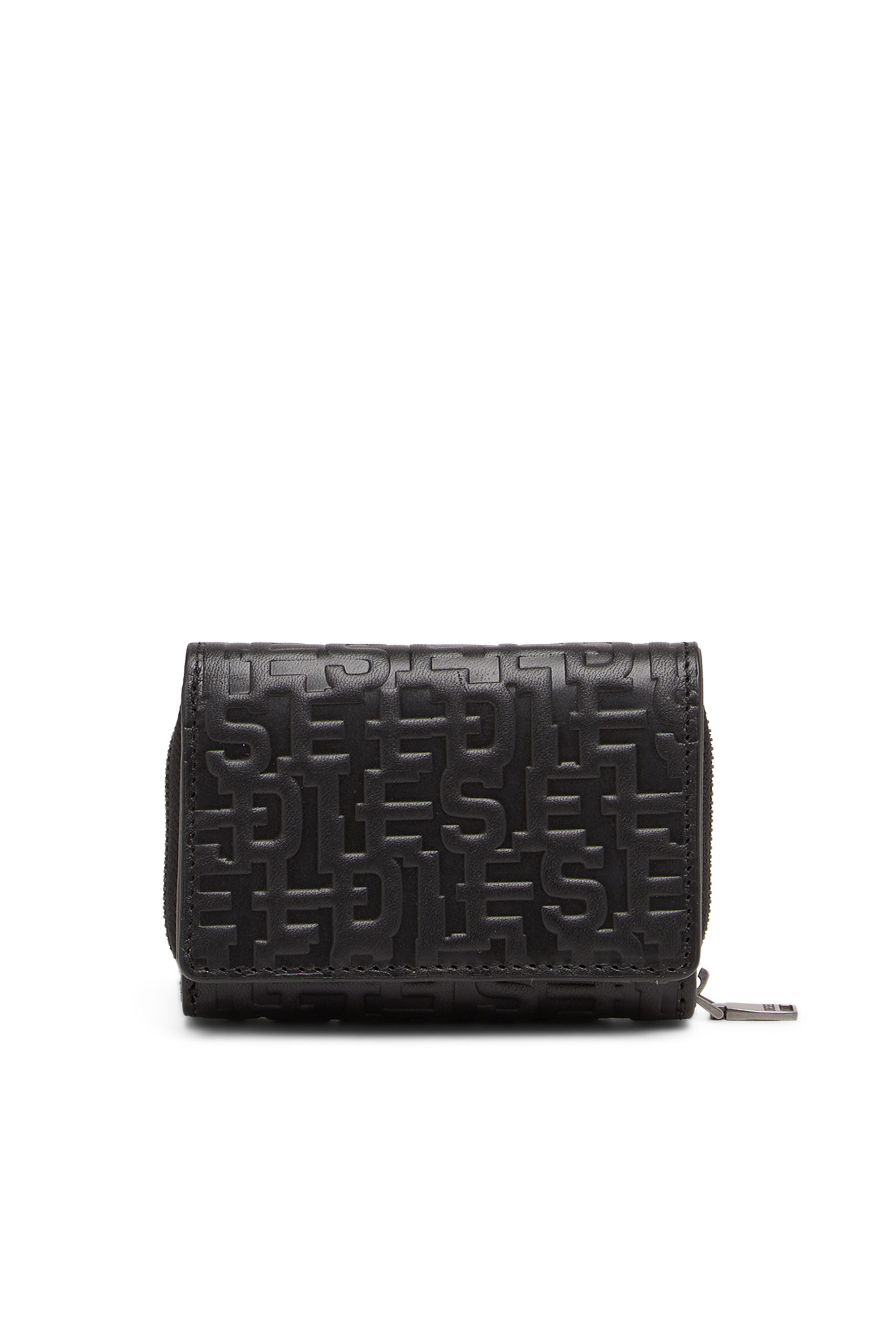Diesel - TRI-FOLD COIN ZIP, Man's Tri-fold wallet in monogram leather in Black - 1