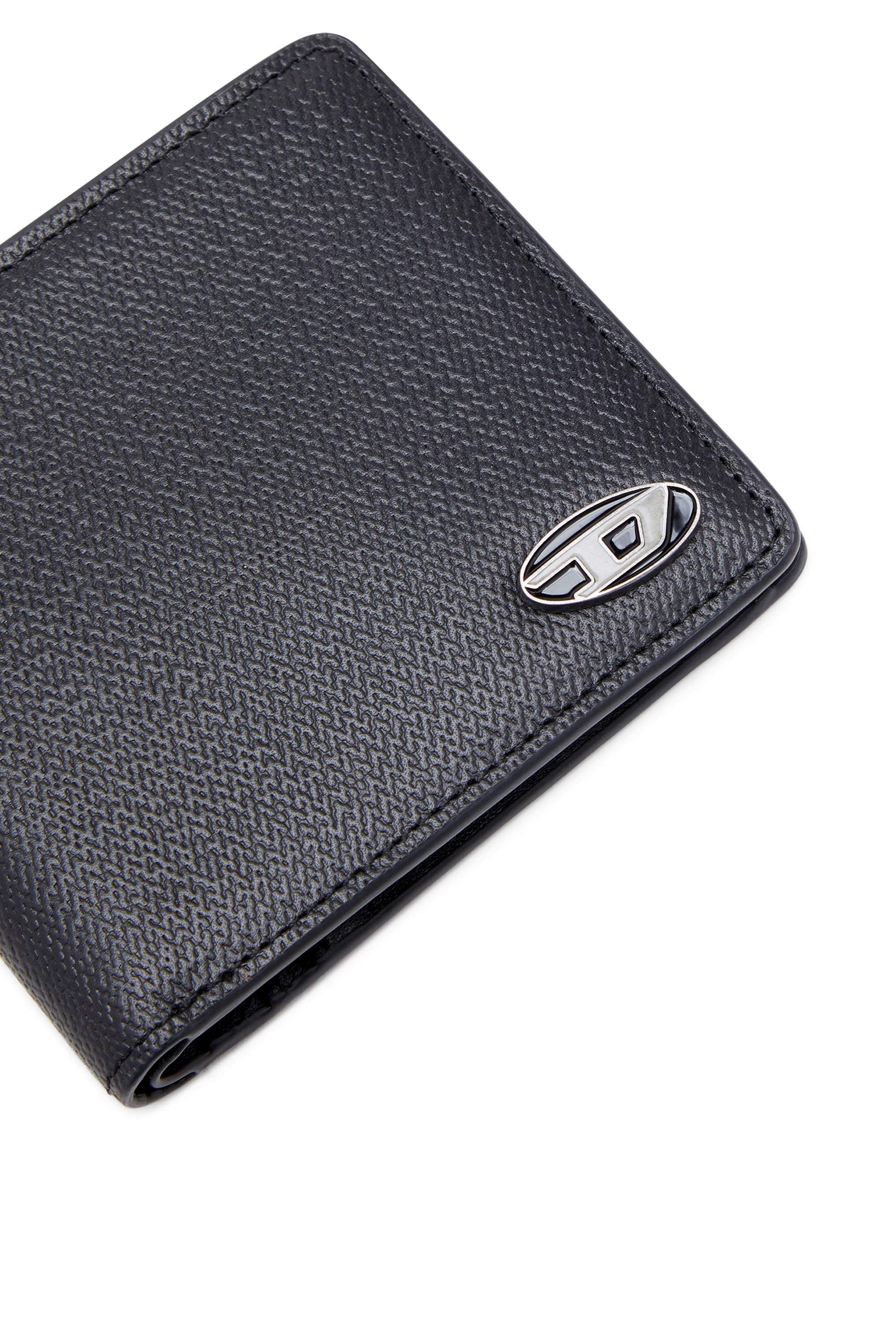 Diesel - BI-FOLD COIN S, Man's Bi-fold wallet in textured leather in Black - 4