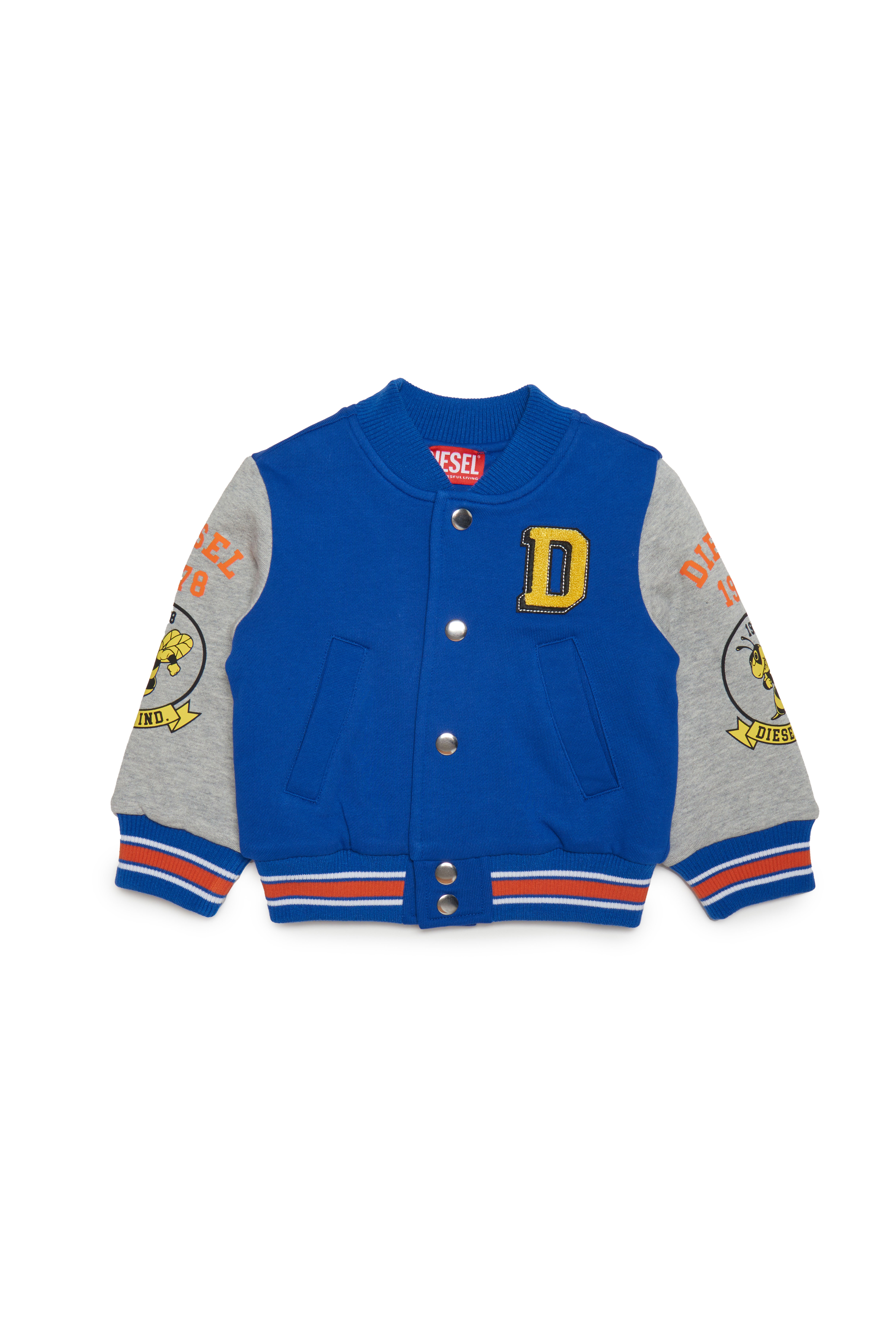 Diesel - JSCOLB, Man's Jersey jacket with varsity prints in Blue - 1