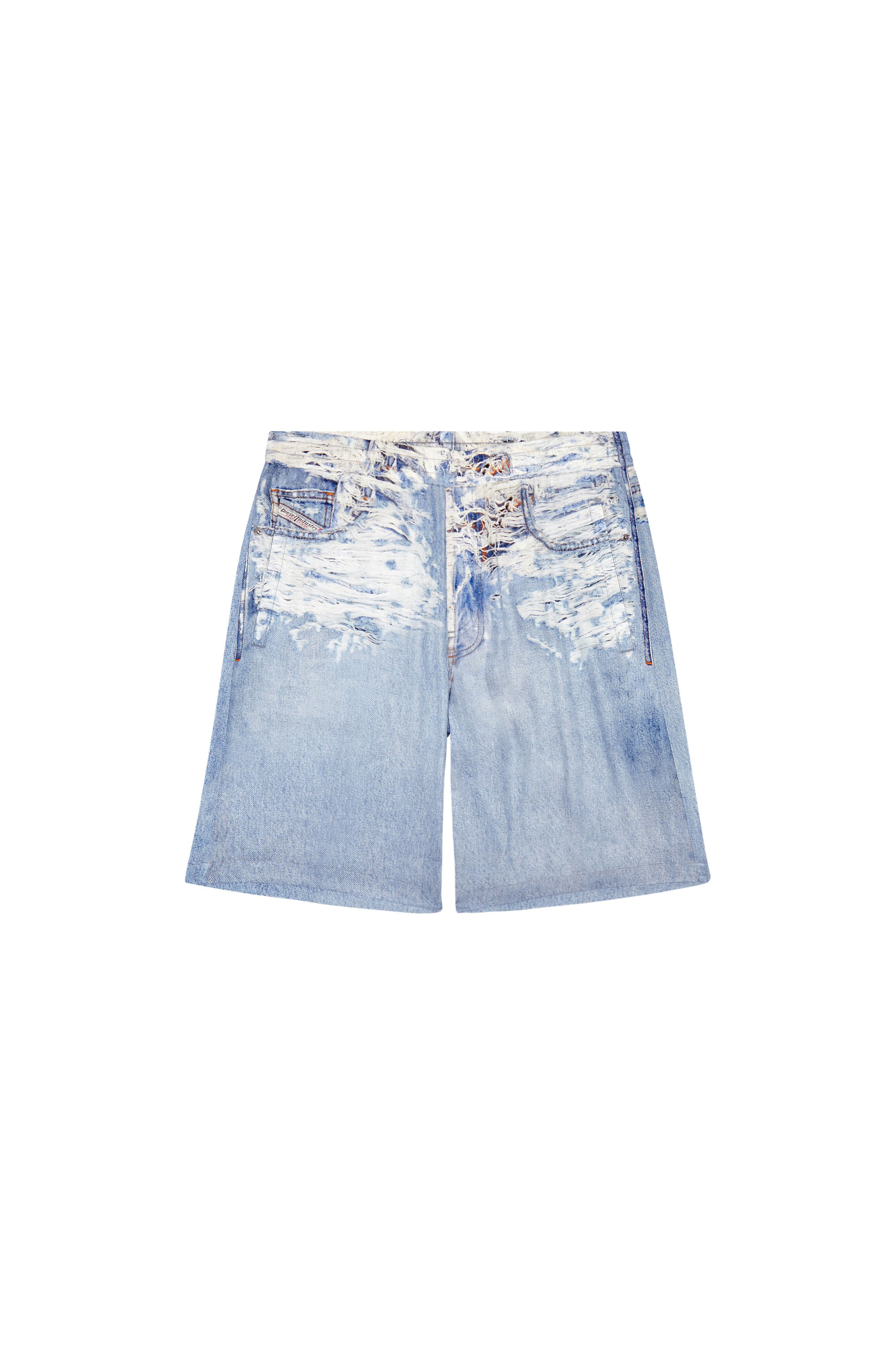 Diesel - P-ALSTON-SHORT, Man's Shorts with Tiger Breaks denim print in Blue - 3