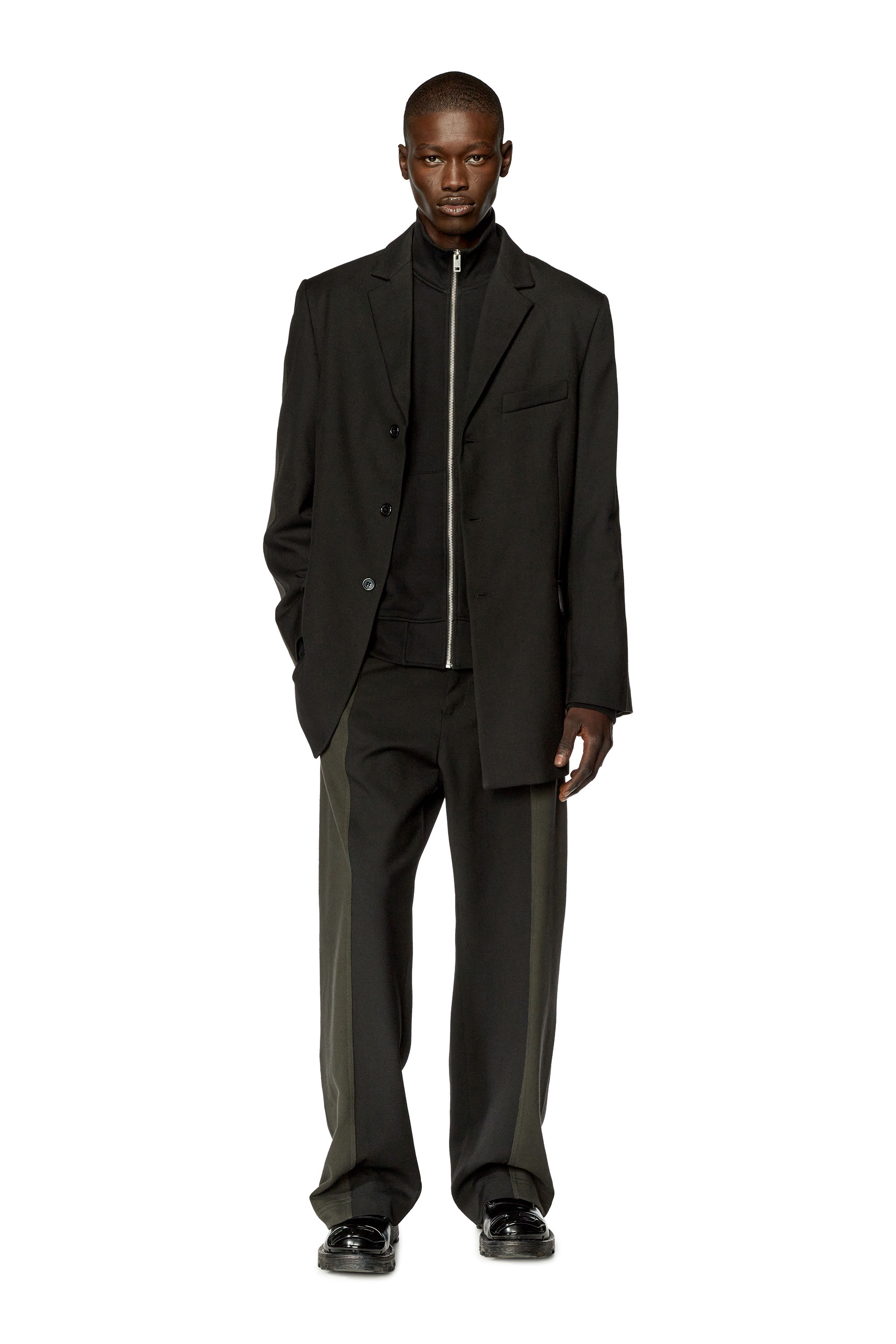 Diesel - J-WARHOLS, Man's Tailored jacket in wool and fleece in Black - 2