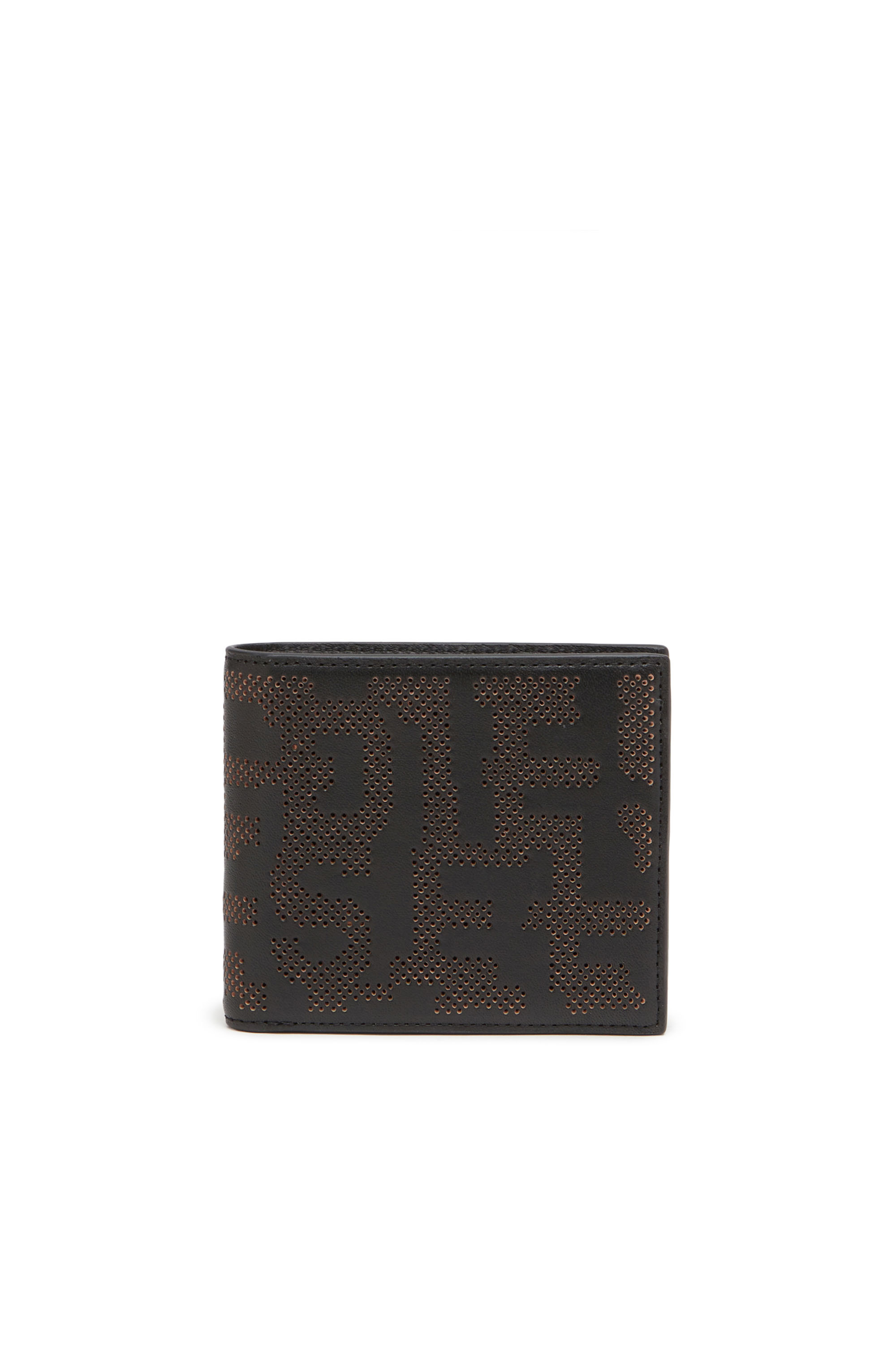 Diesel - BI-FOLD COIN S 3D, Unisex's Bi-fold wallet in perforated leather in Black - 1