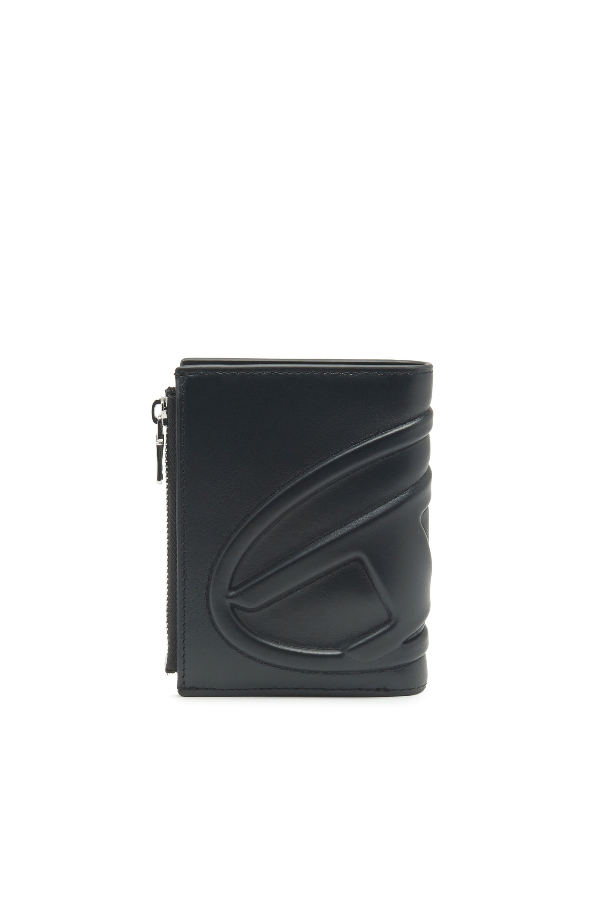 Diesel - BI-FOLD ZIP, Unisex's Small leather wallet with embossed logo in Black - 2