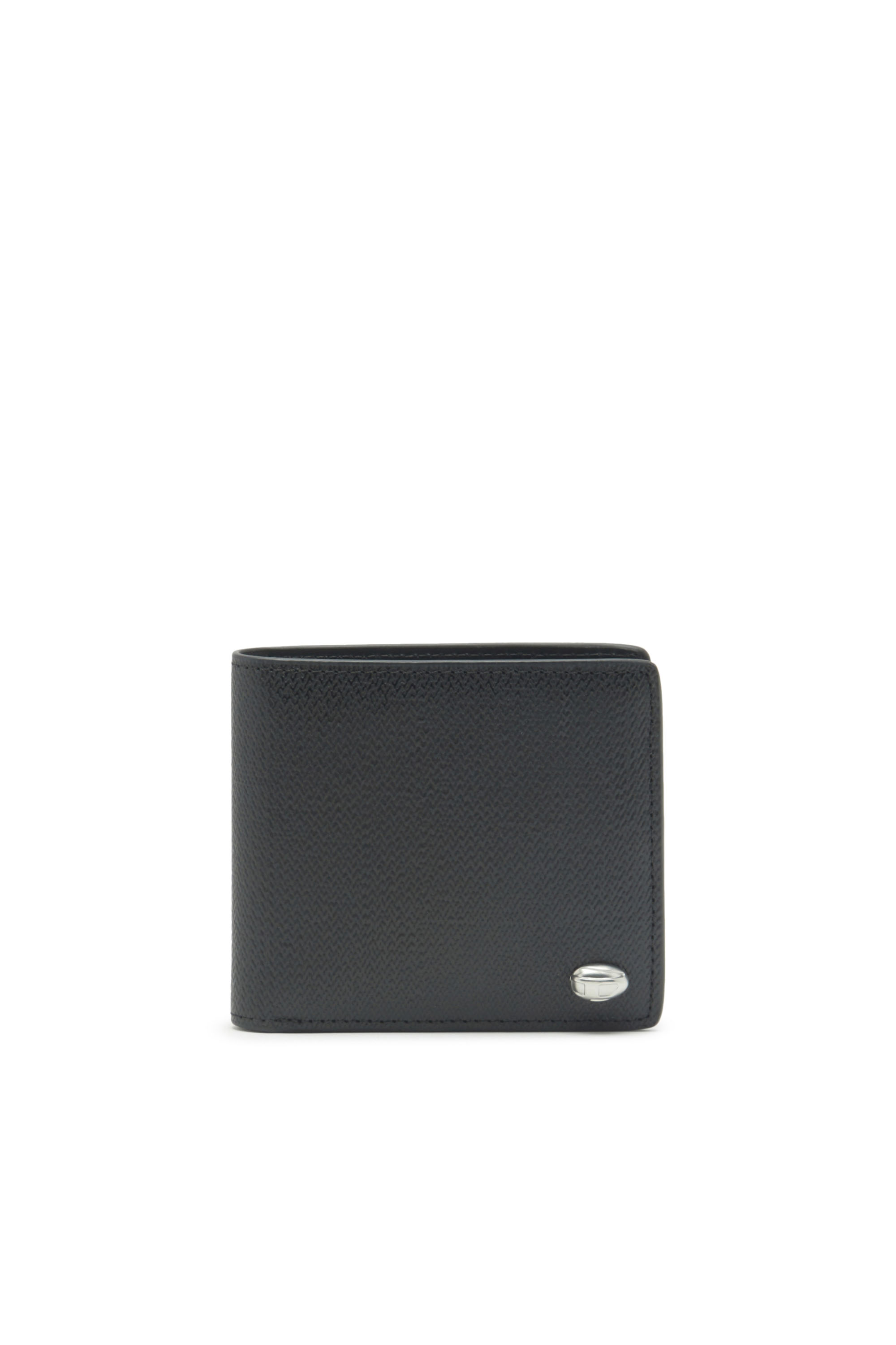Diesel - BI-FOLD COIN S 3D, Man's Bi-fold wallet in textured leather in Black - 1