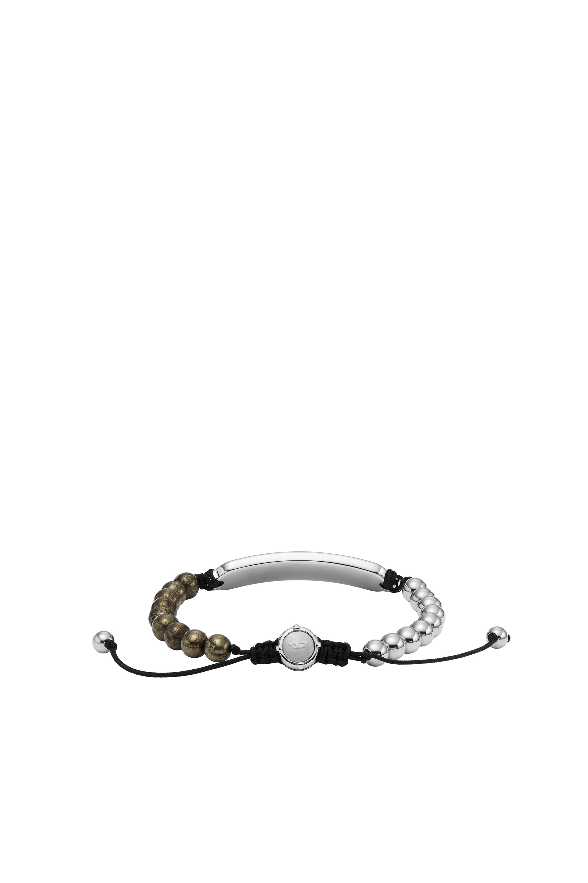 Diesel - DX1403, Unisex's Silver and Gold Pyrite Beaded Bracelet in Silver/Black - 2