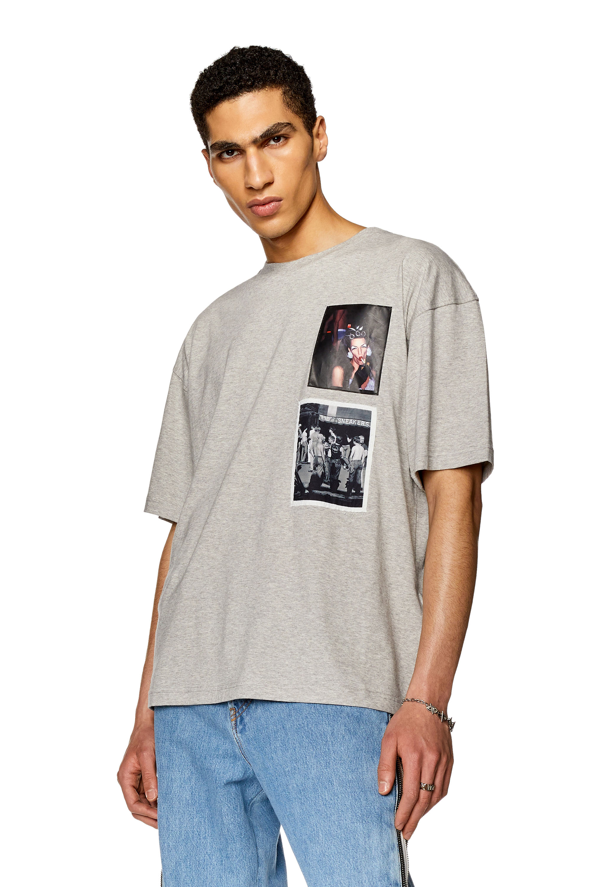 Diesel - PR-T-NLABEL-23, Unisex's Boxy T-shirt with multiple patches in Light Grey - 1