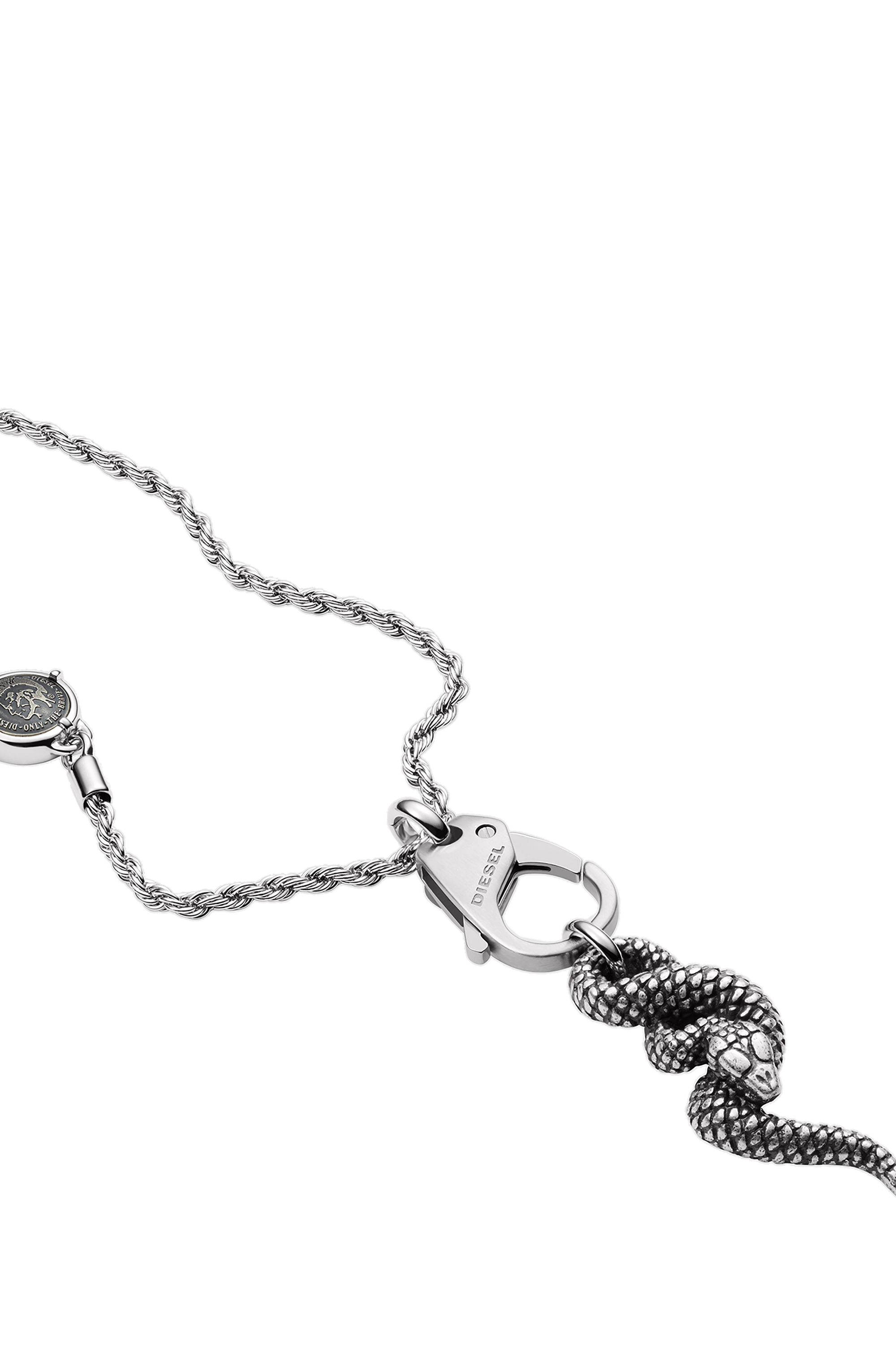 Diesel - DX1278, Man's Stainless steel snake pendant necklace in Silver - 1
