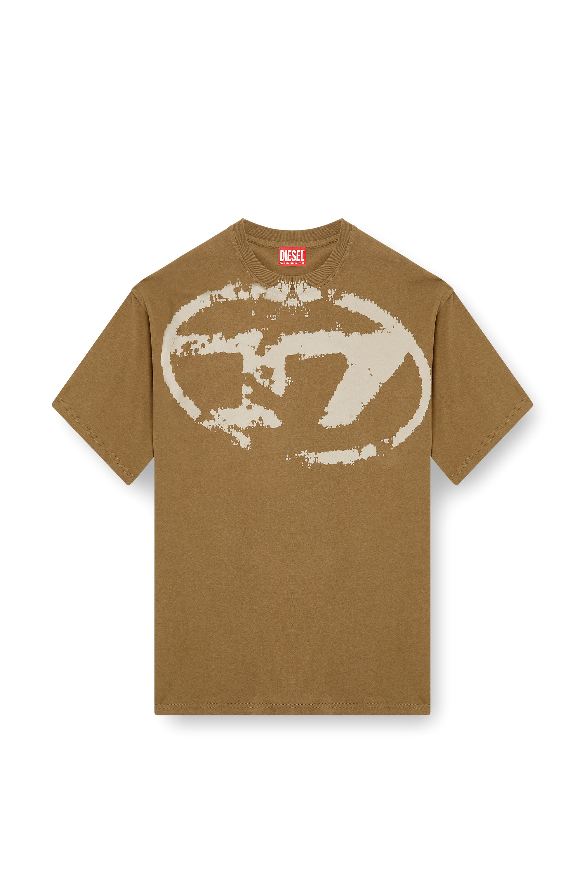 Diesel - T-BOXT-N14, Man's T-shirt with distressed flocked logo in Green - 3
