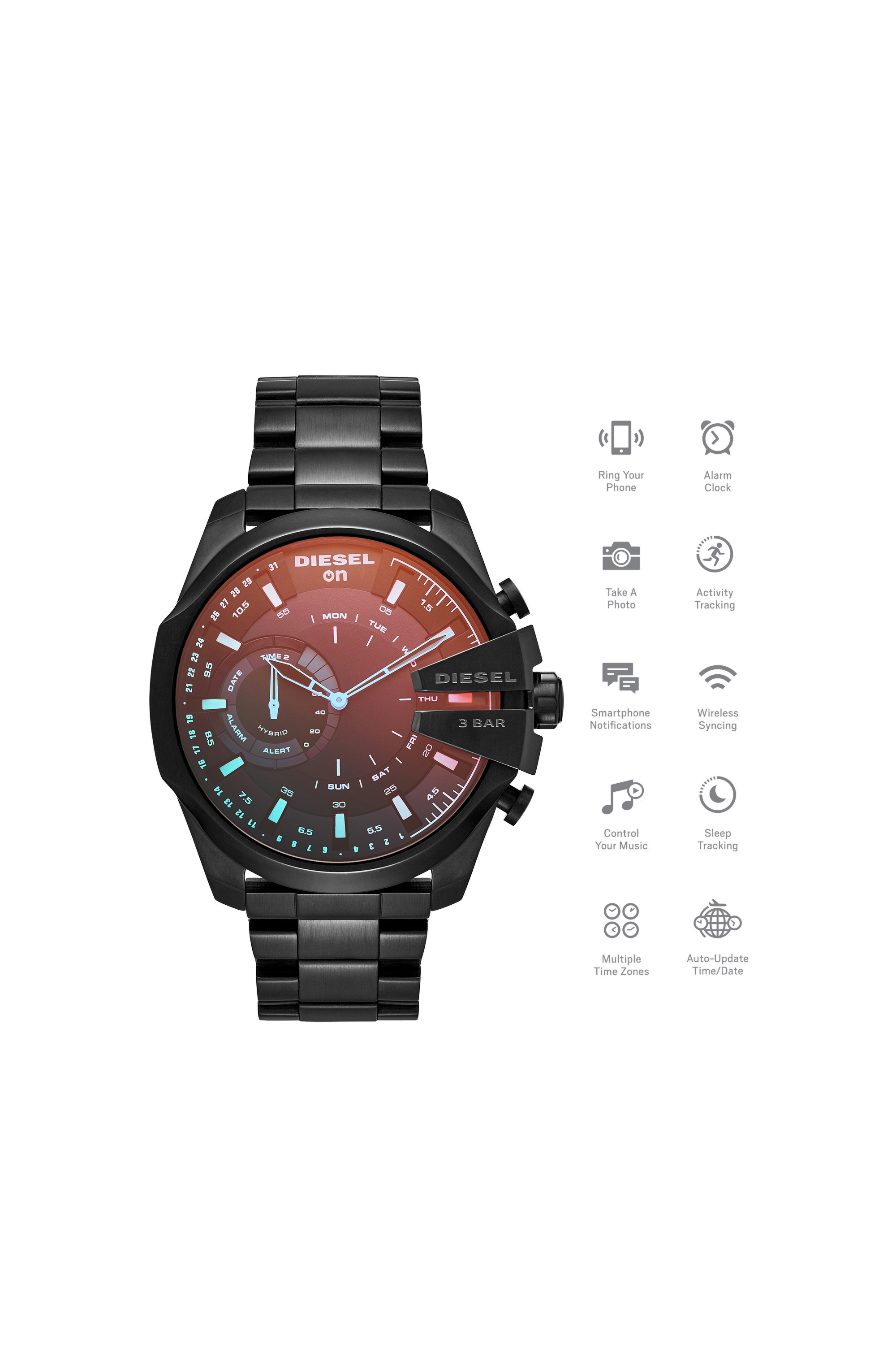 Diesel - DT1011, Man's Mega Chief Hybrid ip case hybrid smartwatch, 48 mm in Black - 1