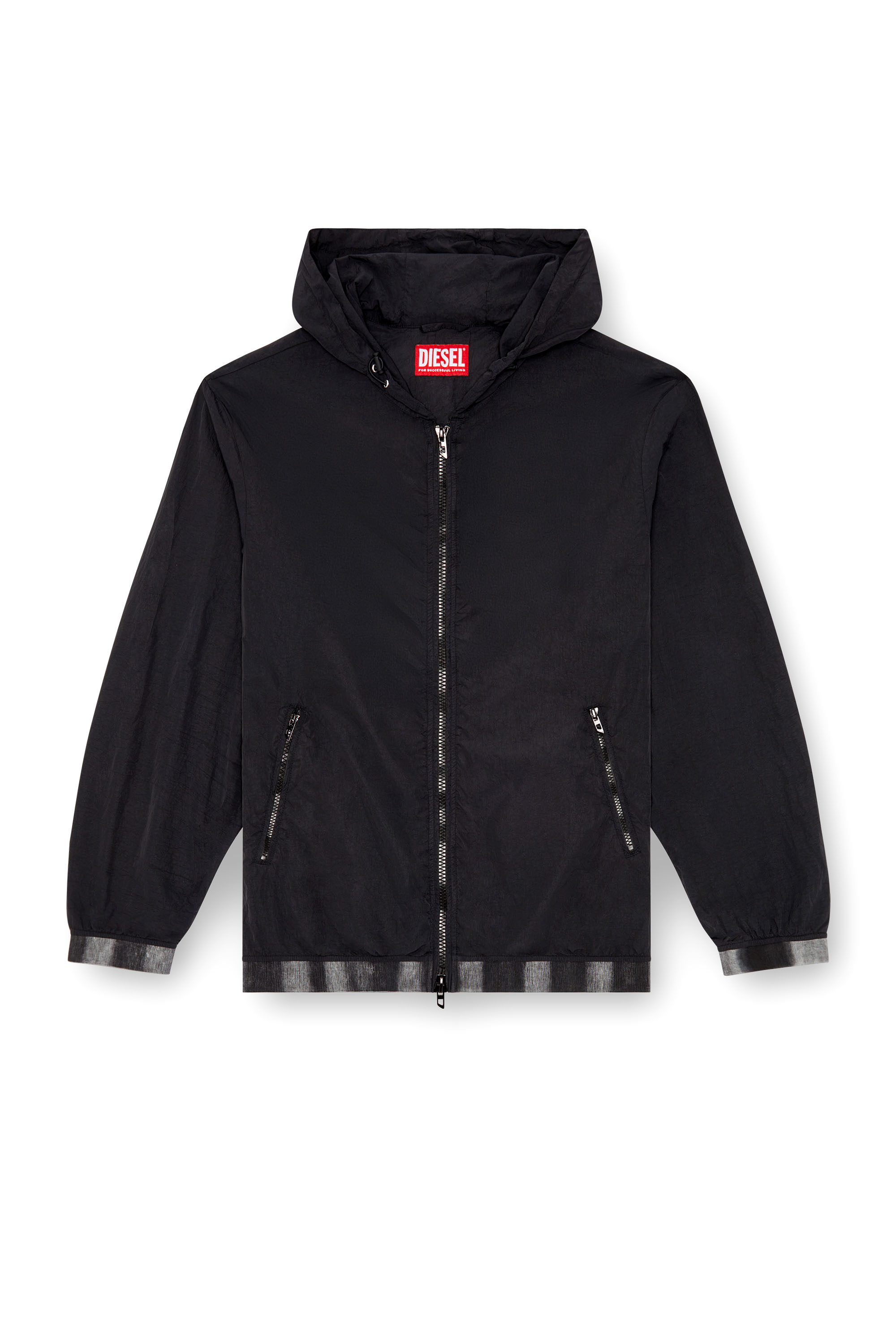 Diesel - J-POST, Man's Windbreaker in recycled shell in Black - 3