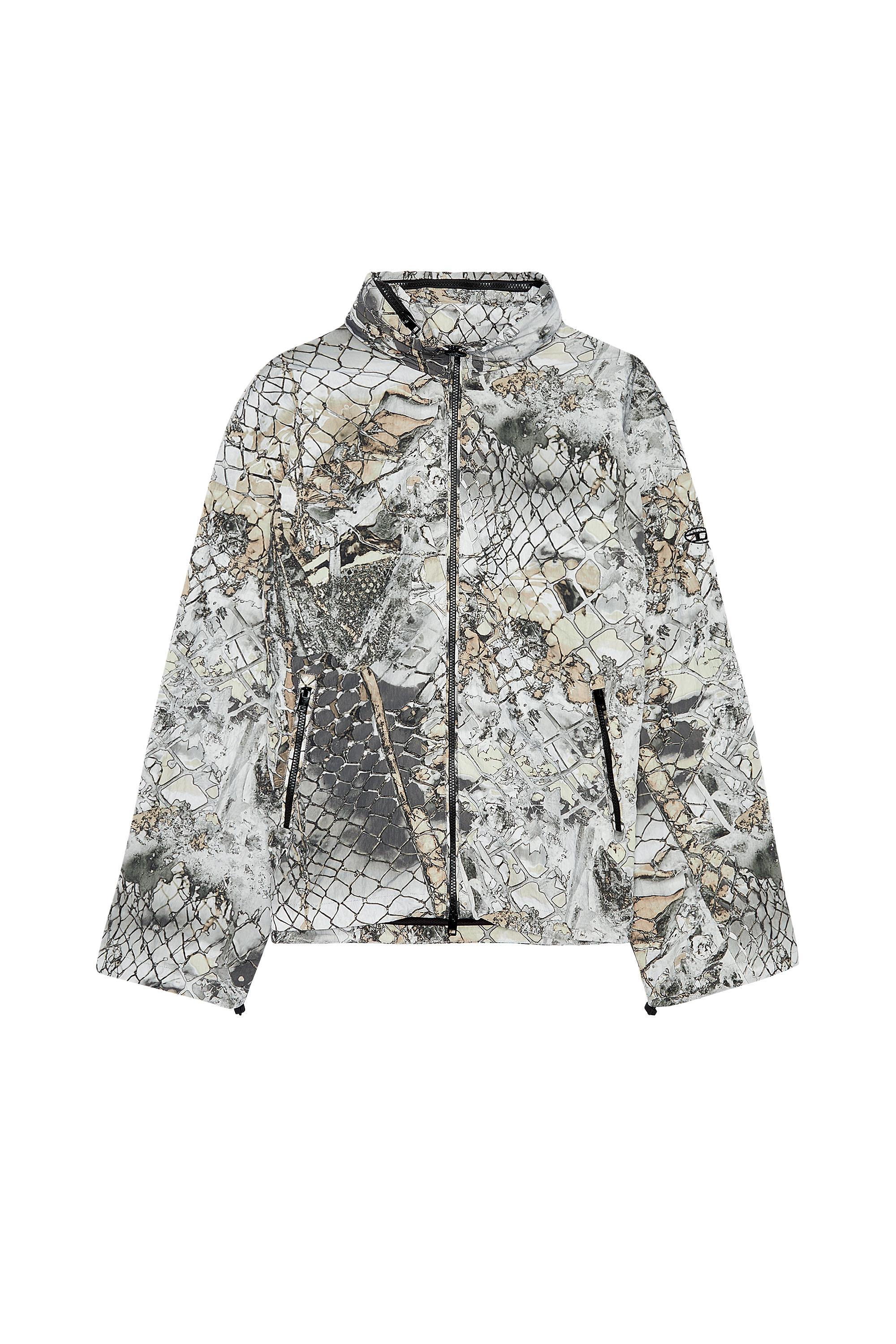 Diesel - J-DORSETT, Man's Windbreaker with abstract print in Grey - 3