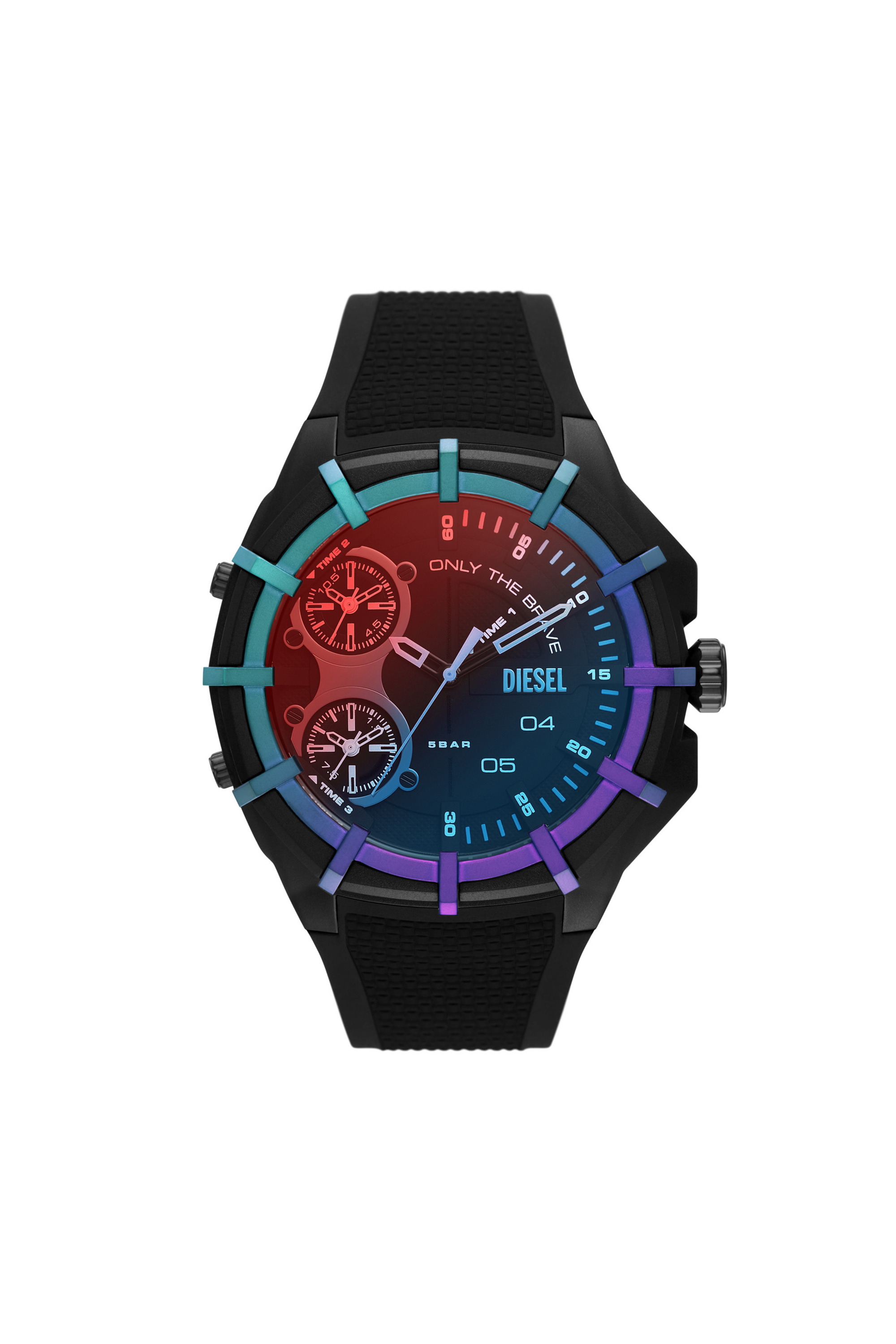 Diesel - DZ1986, Man's Framed three-hand black silicone watch in Black - 1