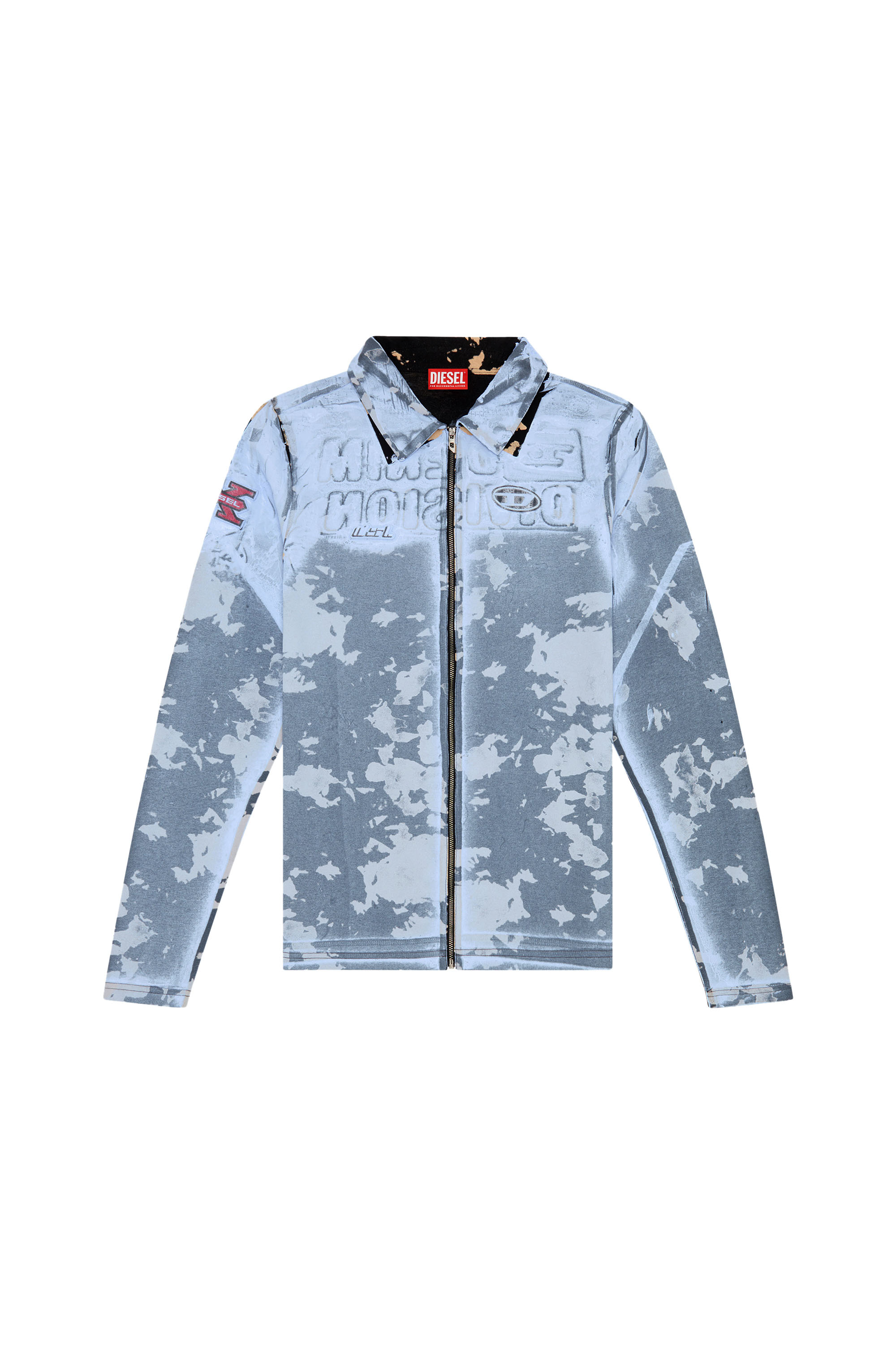 Diesel - S-CORSE-P1, Unisex's Zip shirt in coated jersey in Blue - 4