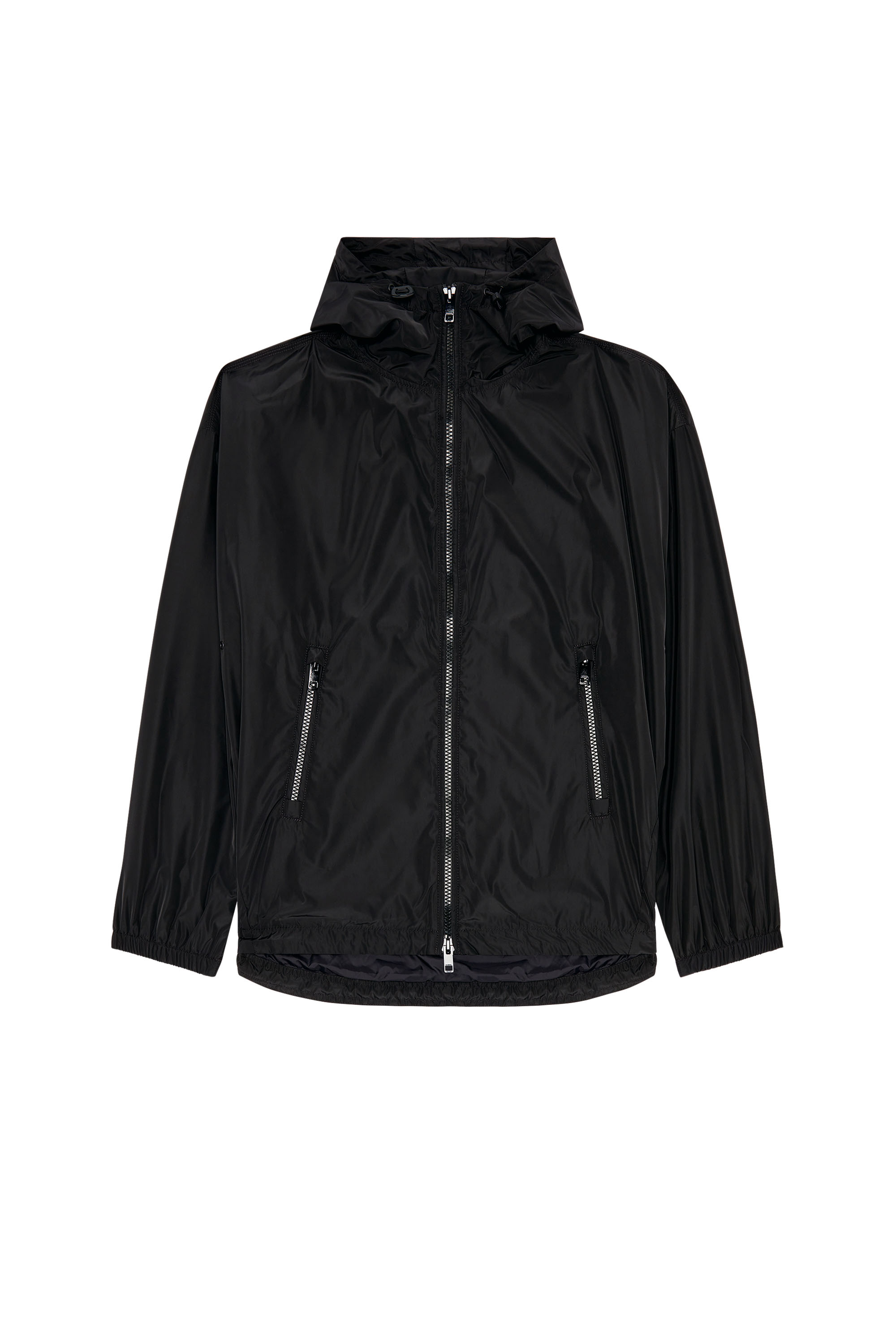 Diesel - J-CLOG, Man's Windbreaker with shiny Oval D print in Black - 3