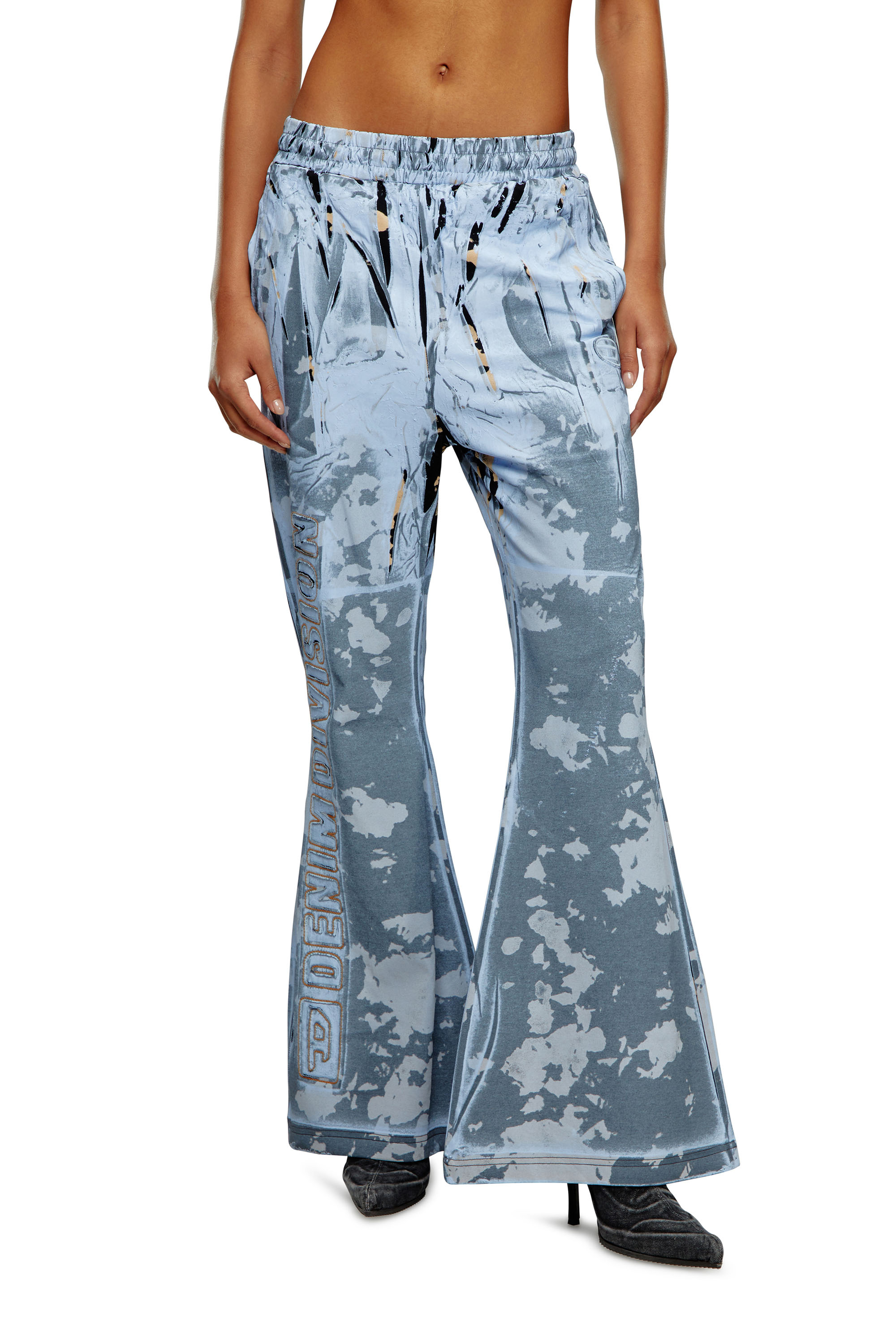Diesel - P-BELB-P1, Unisex's Flared track pants in coated jersey in Light Blue - 1