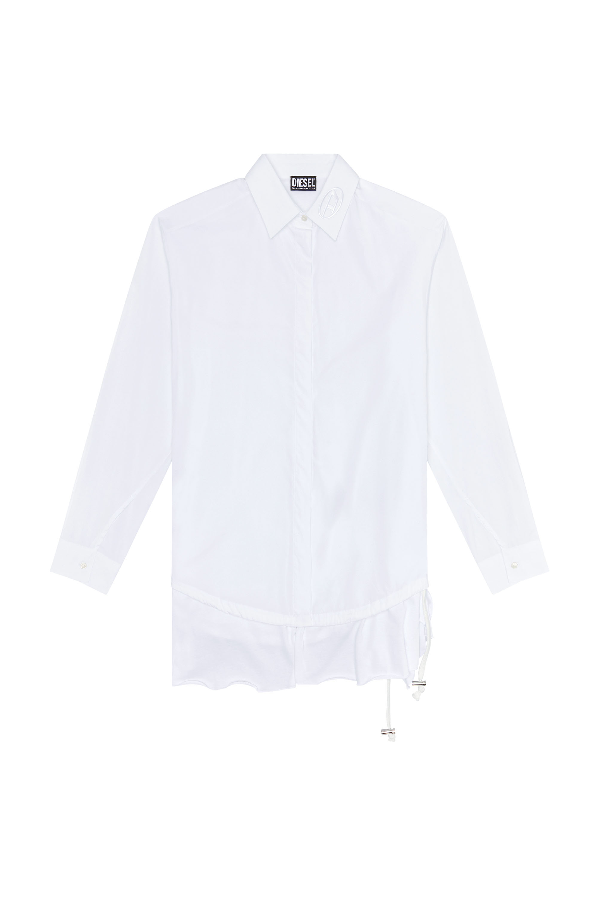 Diesel - C-ENTELA, Woman's Poplin shirt with handkerchief hem in White - 2