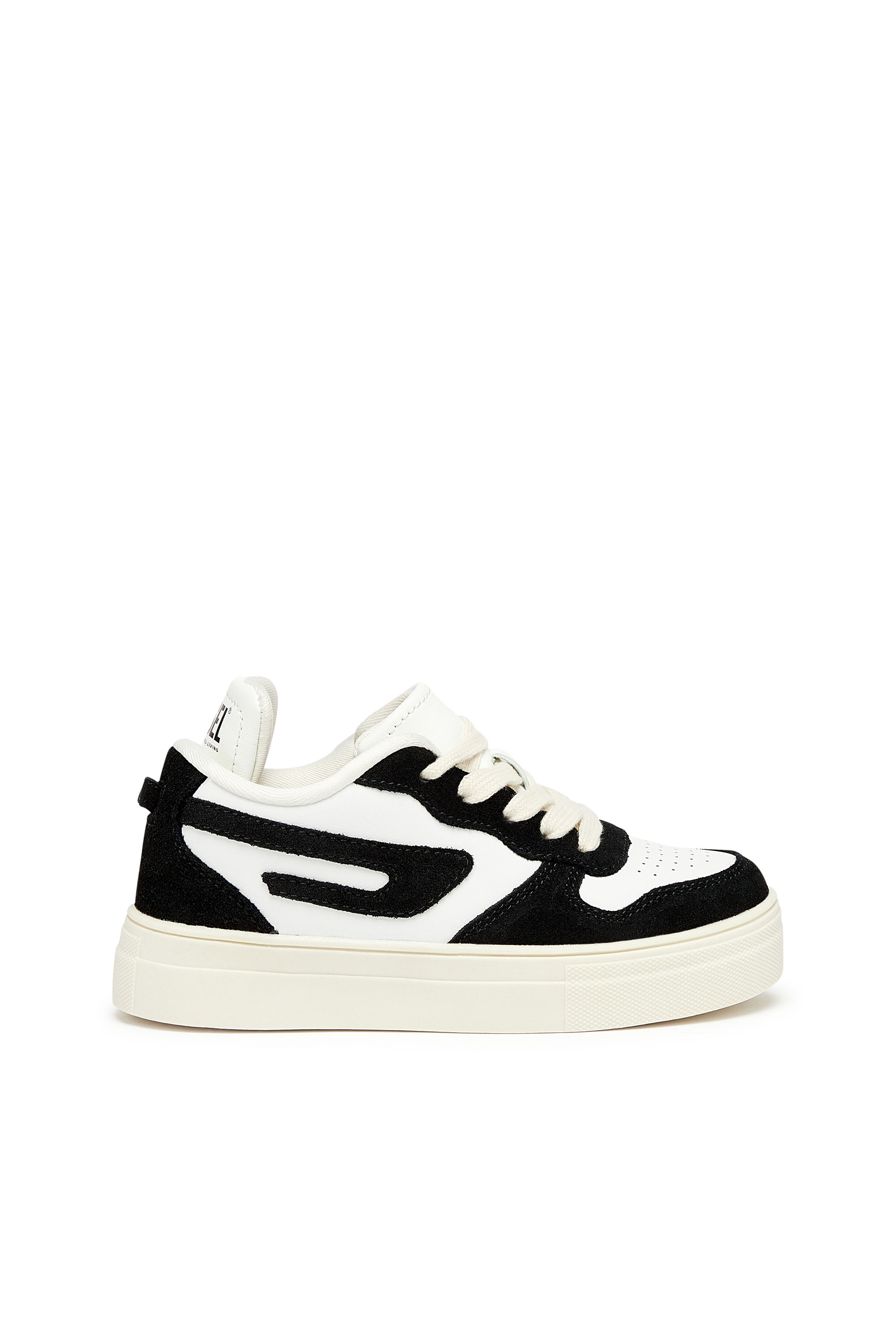 Diesel - S-UKIYO LOW, Unisex's Colour-block sneakers in leather and suede in White/Black - 1