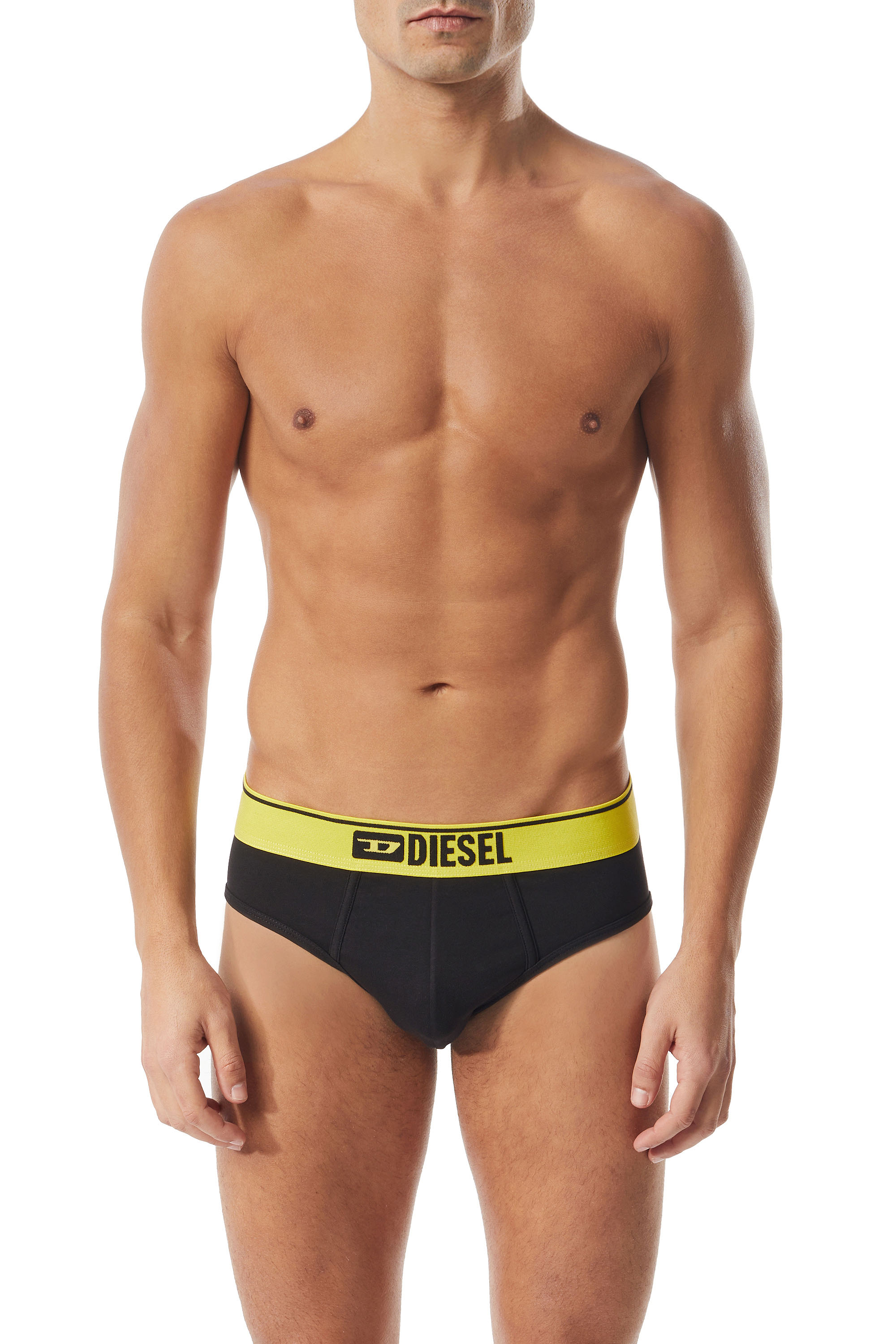 Diesel - UMBR-ANDRETHREEPACK, Man's Three-pack of briefs with coloured waist in Black - 1