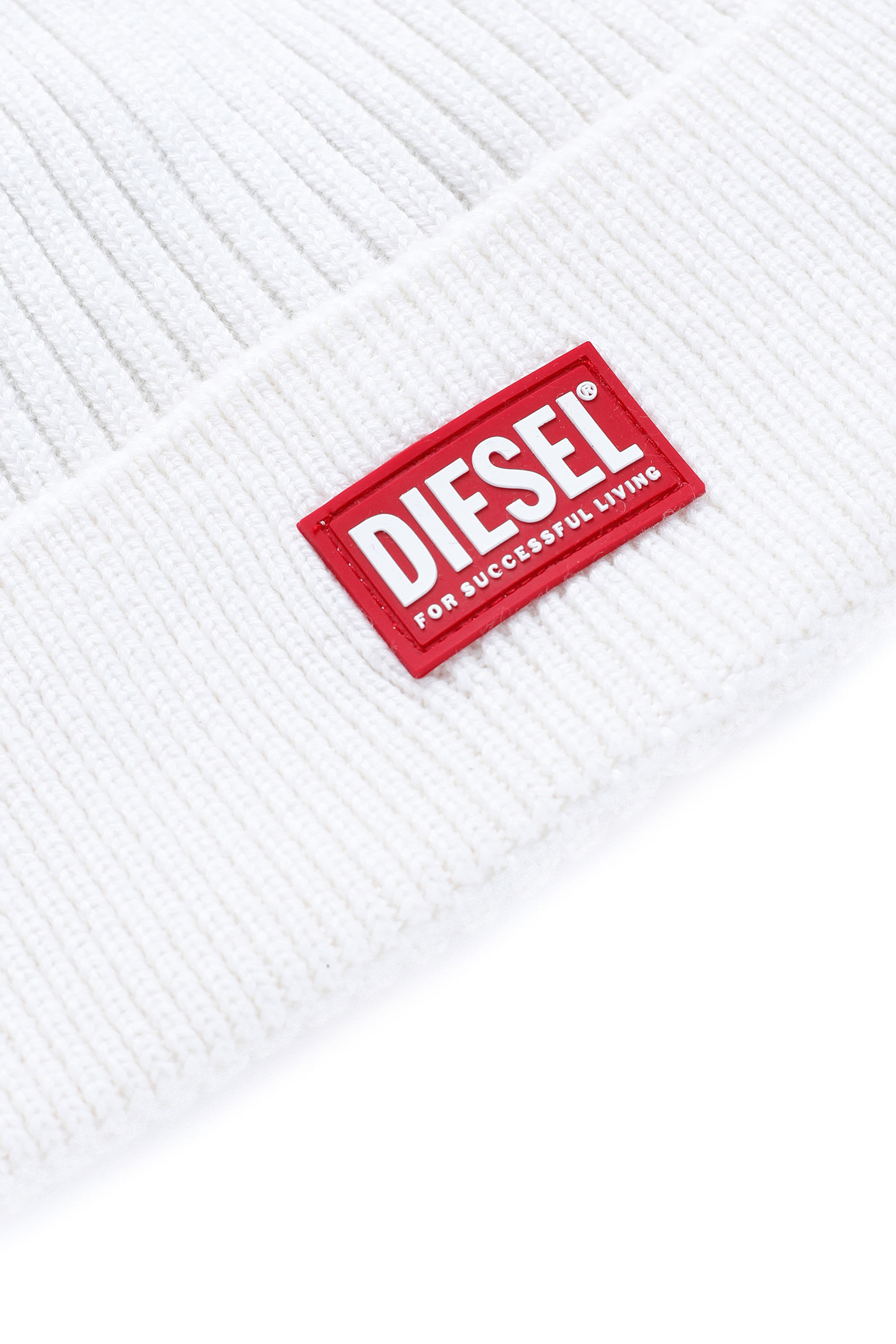 Diesel - K-CODER-G 2X2, Unisex's Ribbed beanie with logo patch in White - 3
