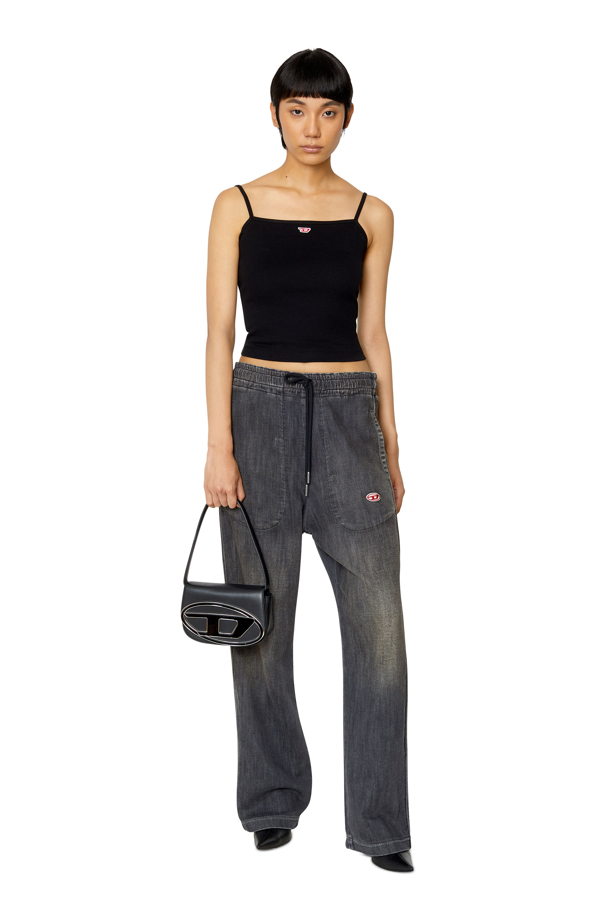 Diesel - Straight D-Martians Track Denim 09E30, Woman's Straight D-Martians Track Denim in Black/Dark grey - 2