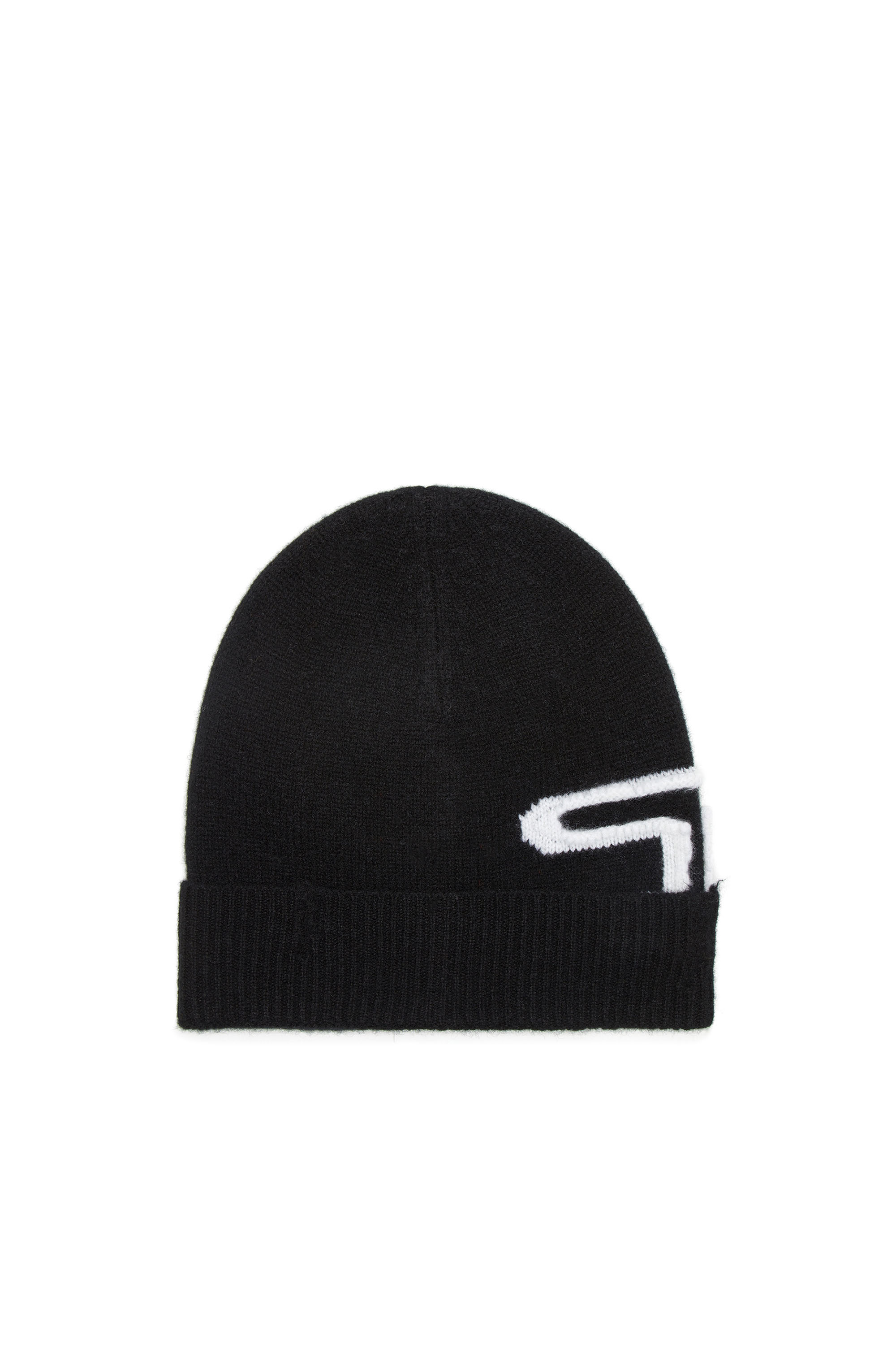 Diesel - K-PEEL, Unisex's Wool beanie with peel-off logo in Black - 1