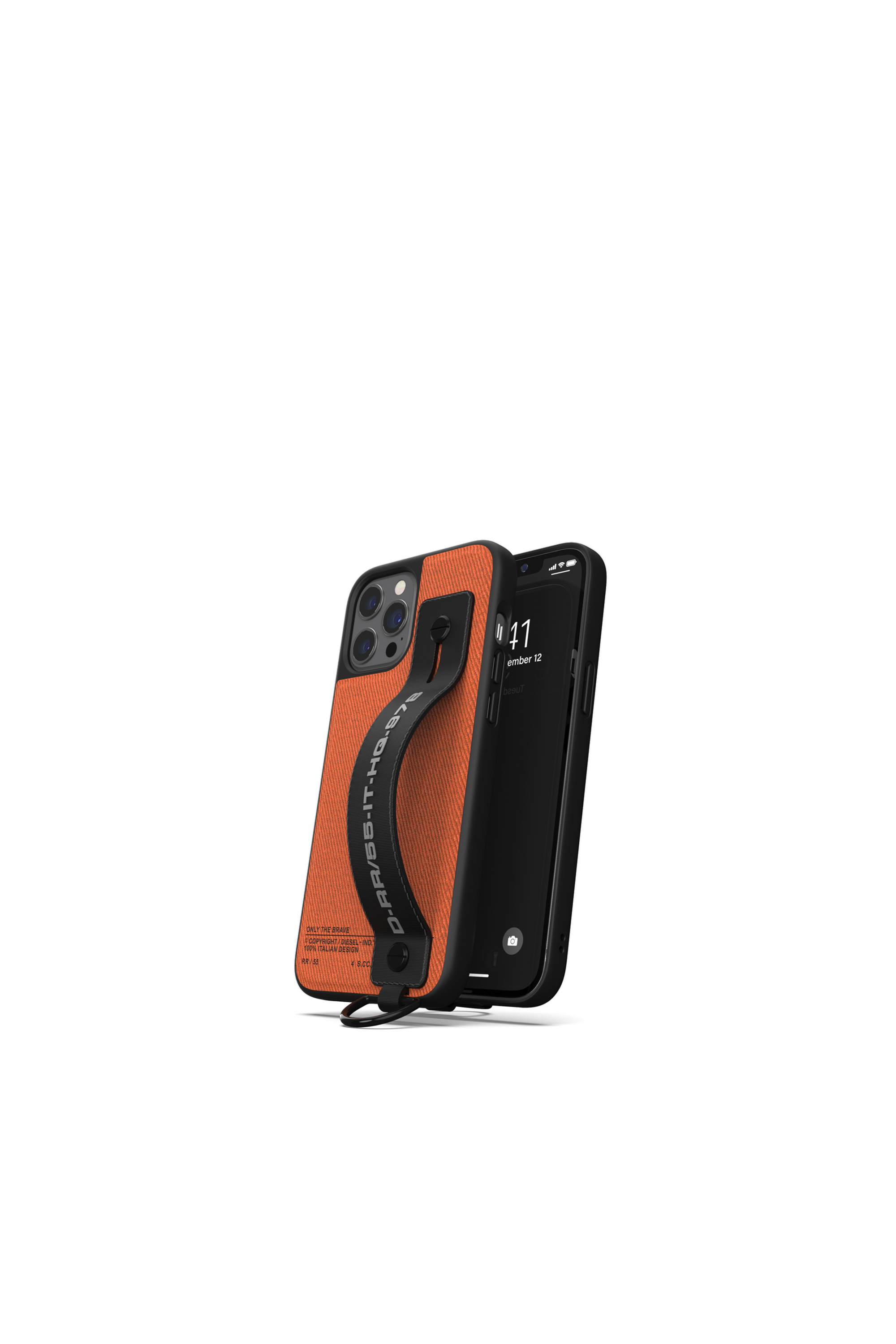 Diesel - 44289  HANDSTRAP CASE, Unisex's Handstrap case utility twill for iPhone 12 Pro Max in Orange - 3