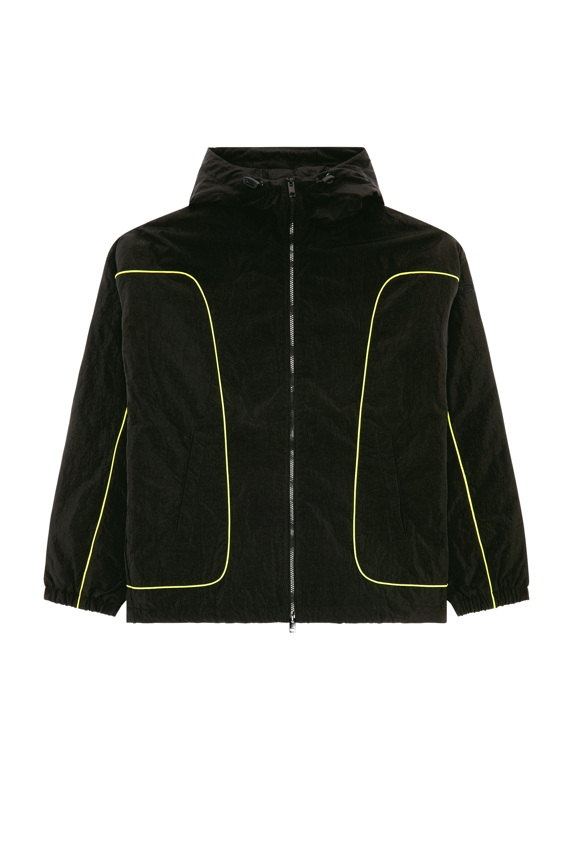 Diesel - J-GREEN, Man's Padded hooded jacket in wrinkled nylon in Black - 3