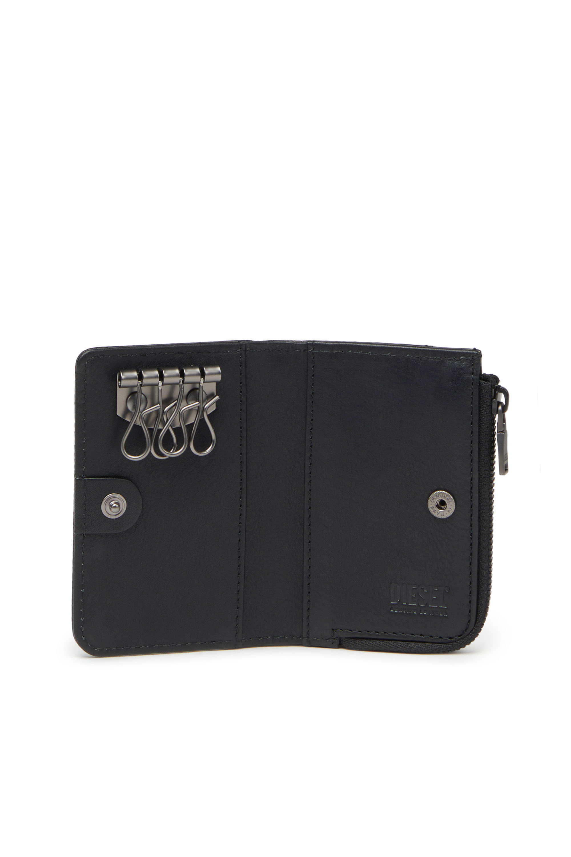 Diesel - L-ZIP KEY, Man's Key case in grained leather in Black - 3
