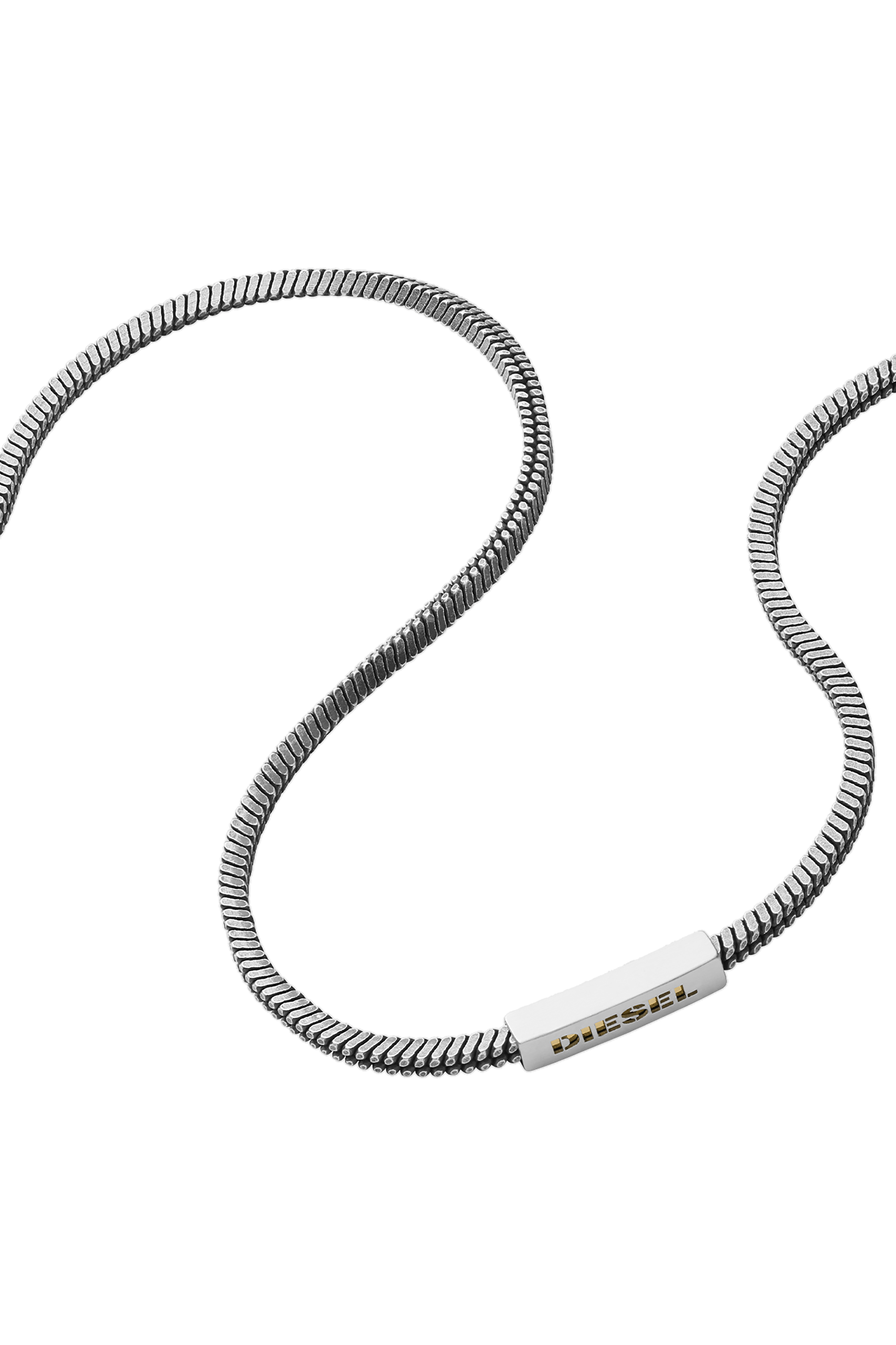 Diesel - DX1240, Man's Silver-tone brass square-chain necklace in Silver - 1