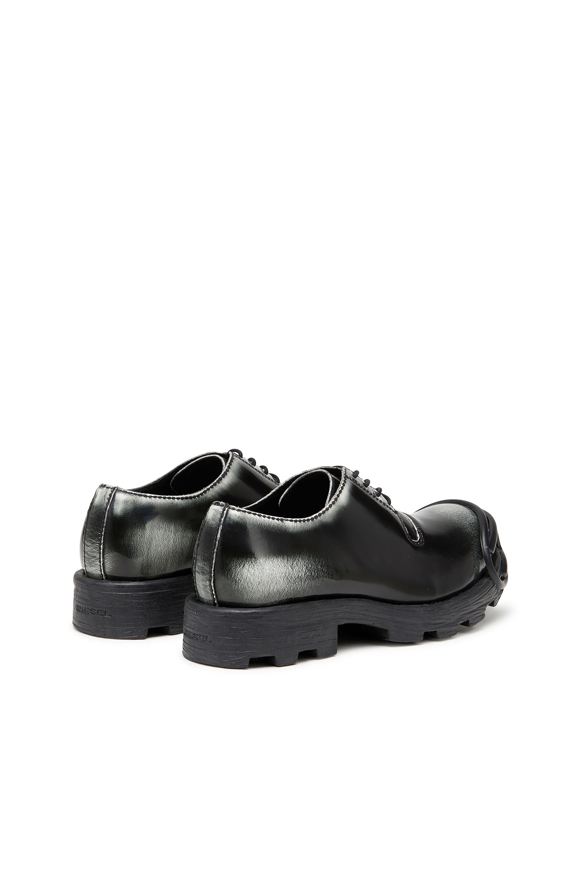Diesel - D-HAMMER SO D, Man's Derby shoes in shiny two-tone leather in Black/White - 3