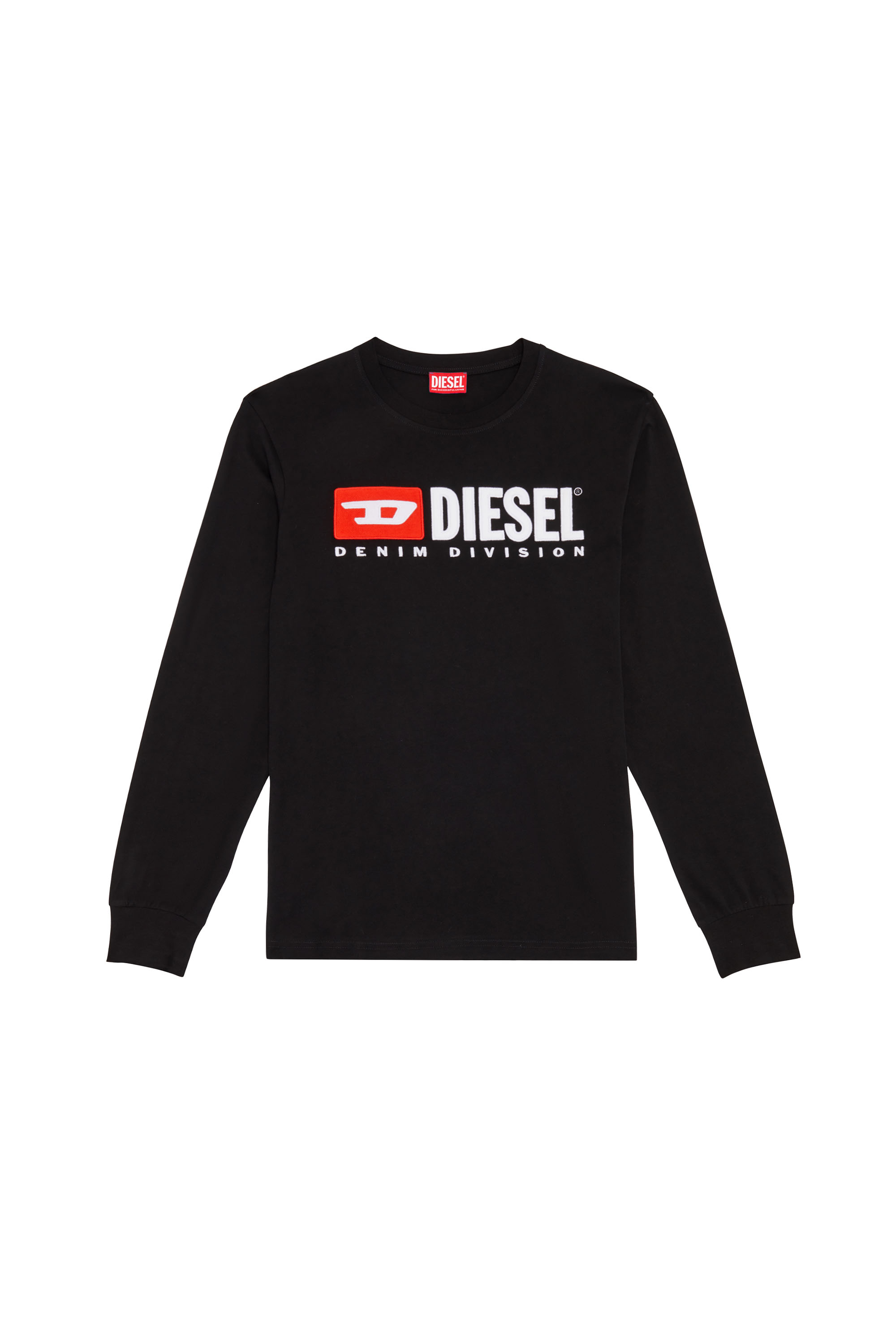 Diesel - T-JUST-LS-DIV, Man's Long-sleeve T-shirt with fleece logo in Black - 3