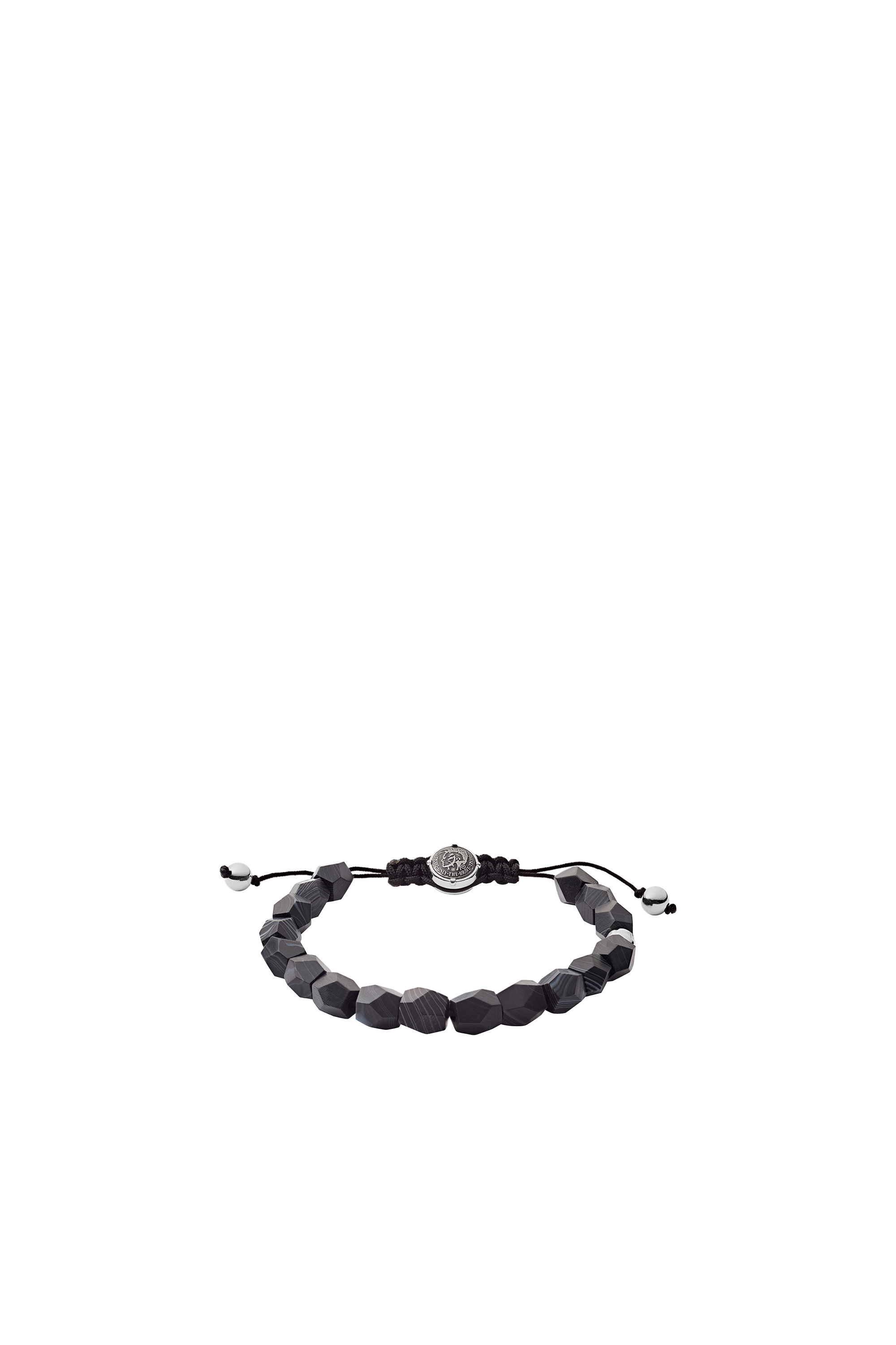 Diesel - DX1134, Man's Black line agate beaded bracelet in Anthracite - 1
