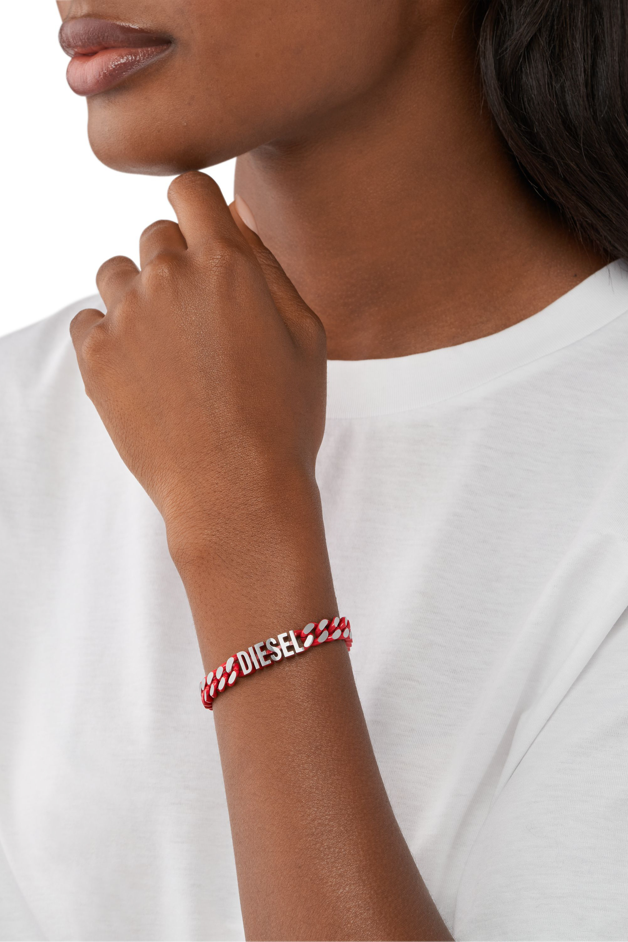 Diesel - DX1415, Unisex's Red Stainless Steel Chain Bracelet in Red/Grey - 3
