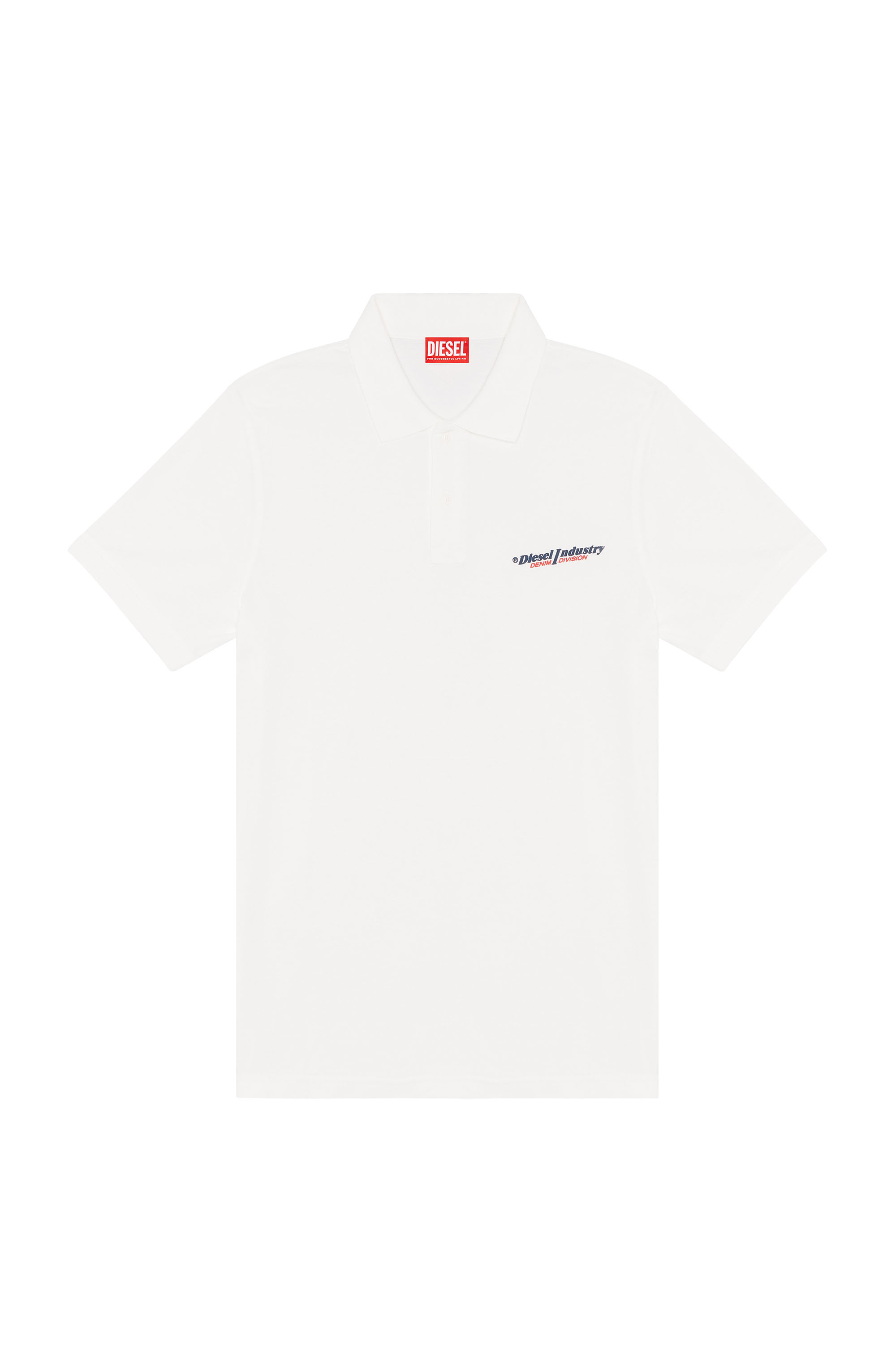 Diesel - T-SMITH-IND, Man's Polo shirt with Diesel Industry print in White - 3