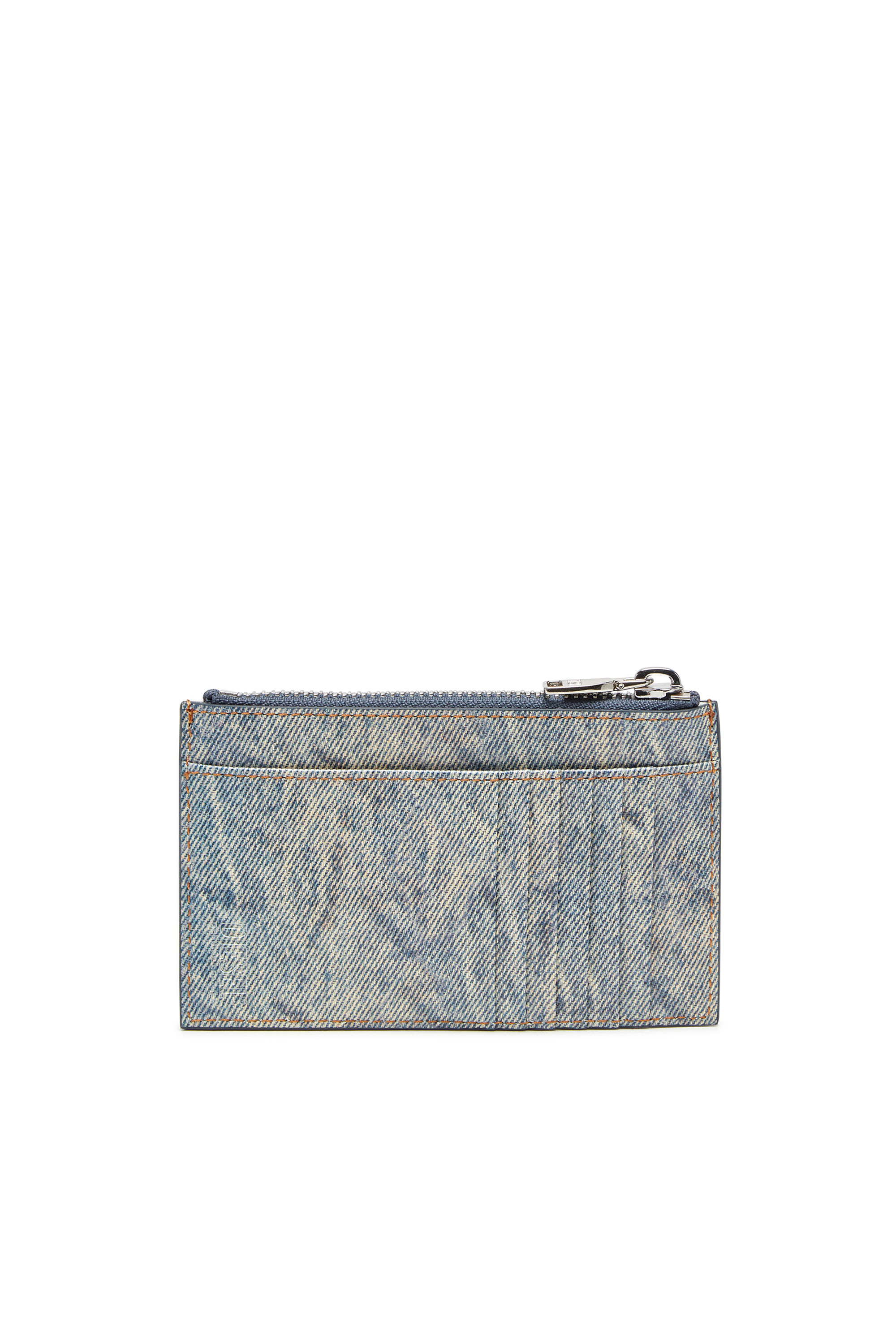 Diesel - JACKRON CARD HOLDER COIN M, Man's Leather card holder with denim print in Blue - 2