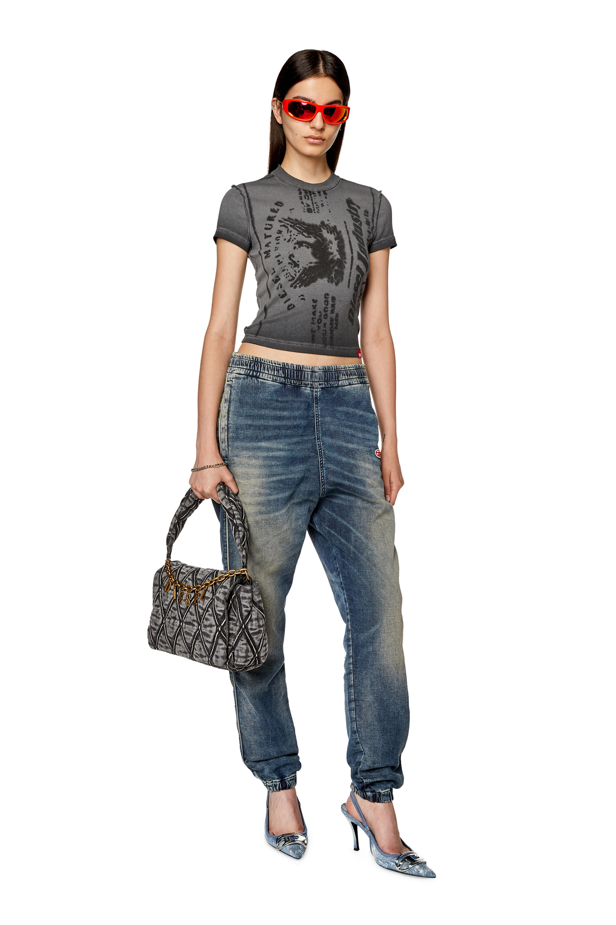 Diesel - Tapered D-Lab Track Denim 068FN, Woman's Tapered D-Lab Track Denim in Dark Blue - 2
