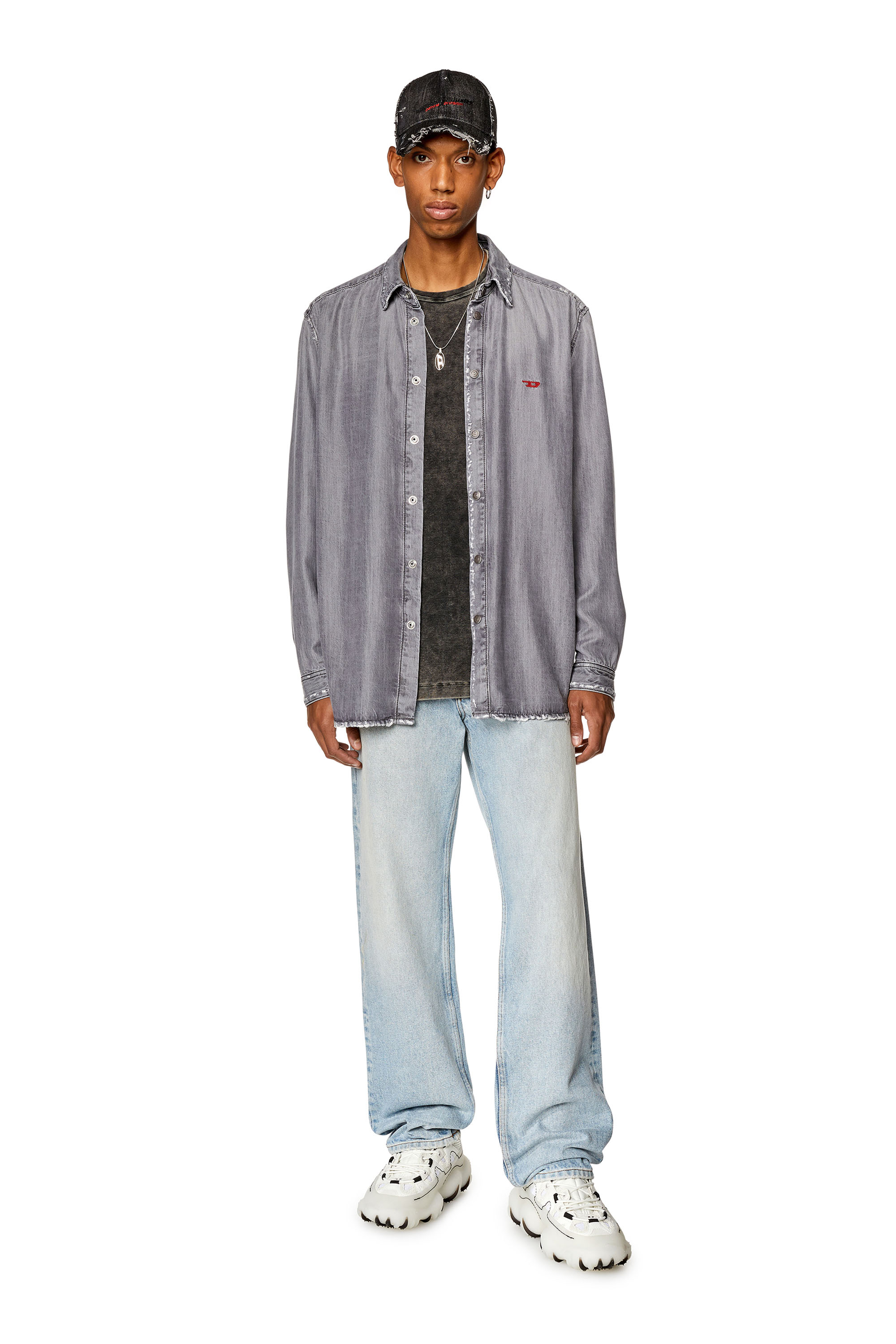 Diesel - D-SIMPLY, Man's Shirt in light denim in Grey - 2